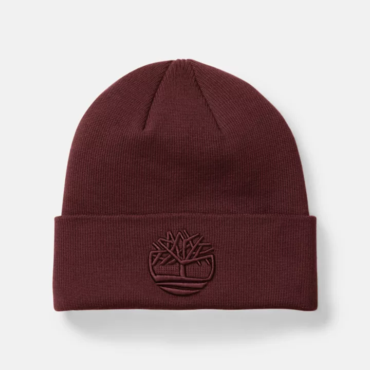 Gorro masculino com bordado 3D tonal na cor bordô.