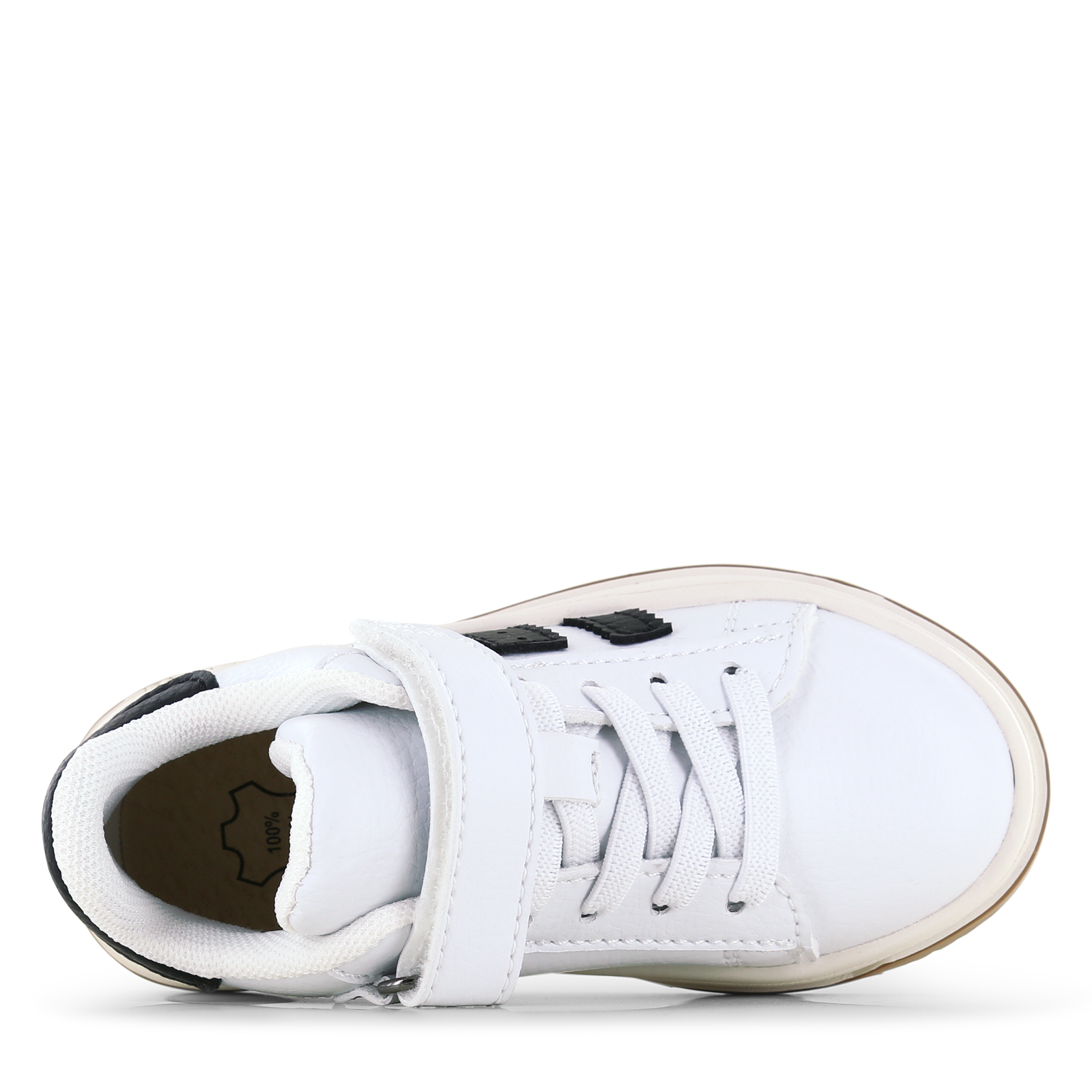 Shoesme wit-zwarte sneaker Leer, Microleer | Uni schoenen