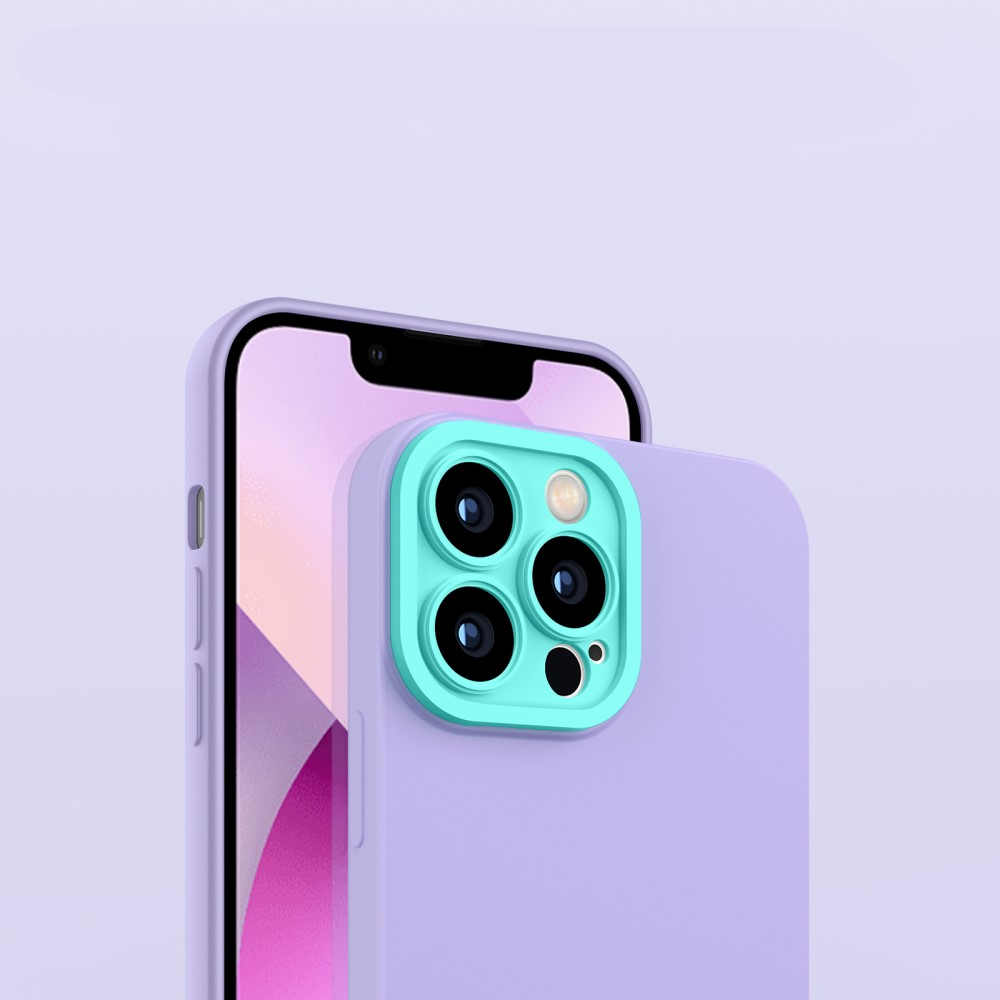 iPhone 13 Pro Gummi Case Soft Touch Hülle   Kameraschutz - Türkis / Lila