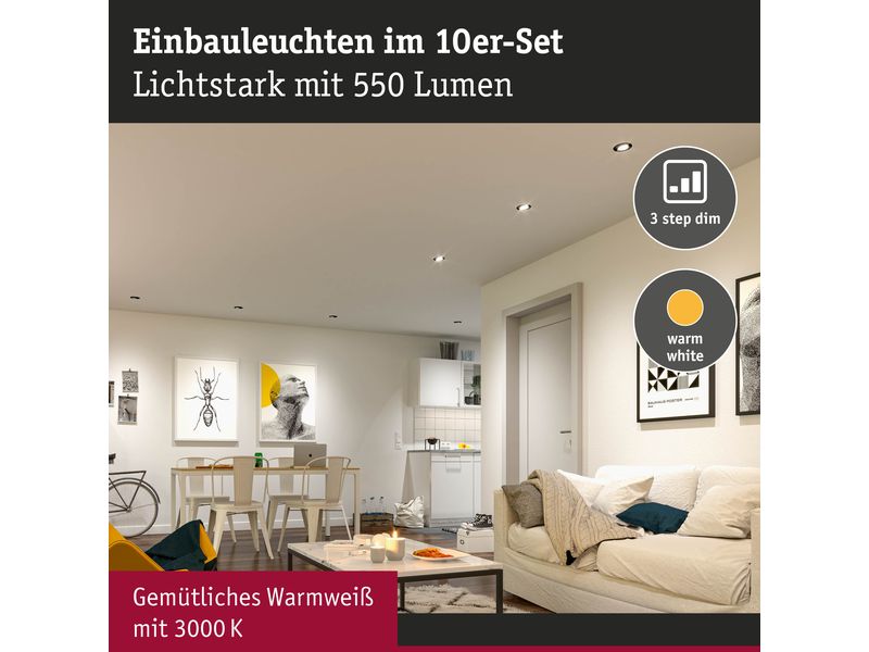 Paulmann Einbauleuchte LED 10er-Set schwenkbar rund 82 mm LED Einbauspots