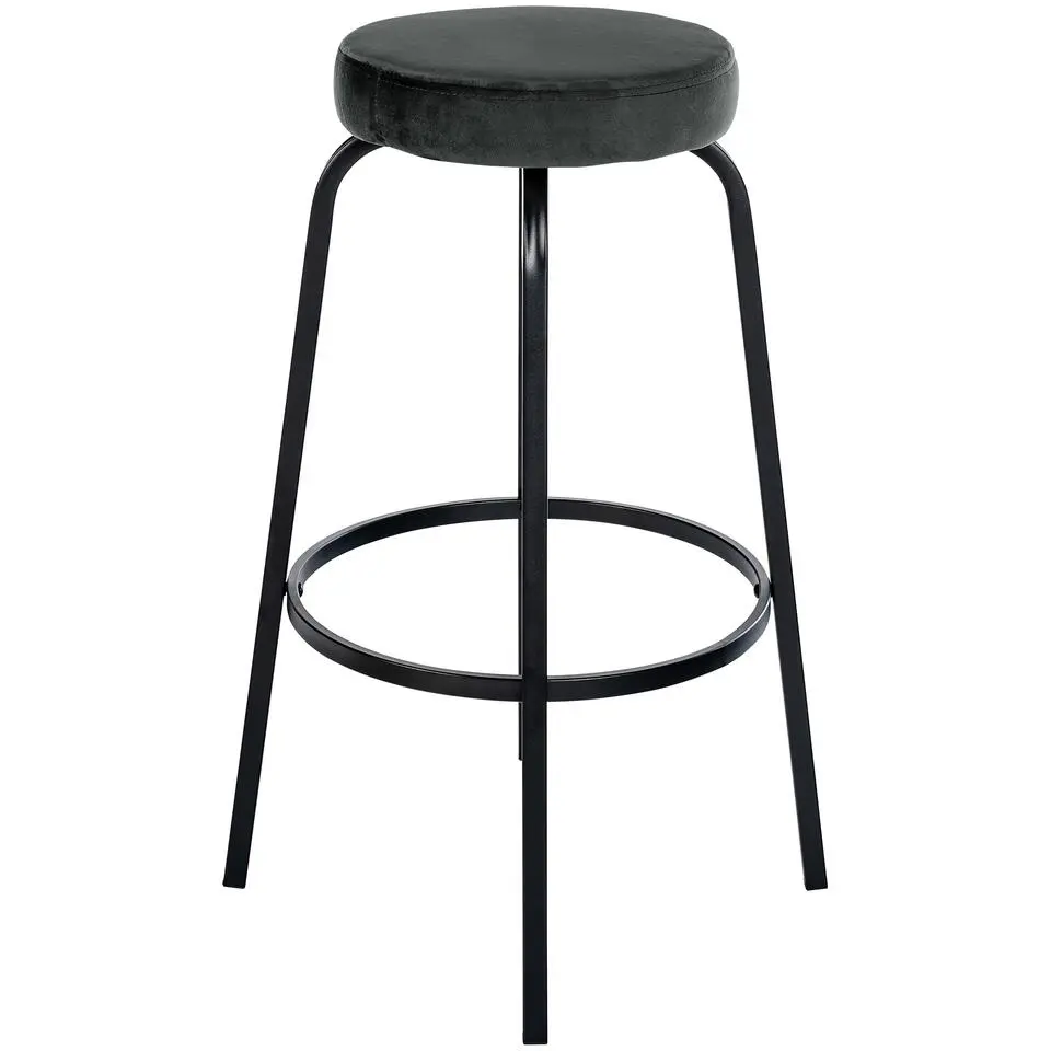 CLP Barkruk Kamari mat zwart Frame - Fluweel - donkergrijs