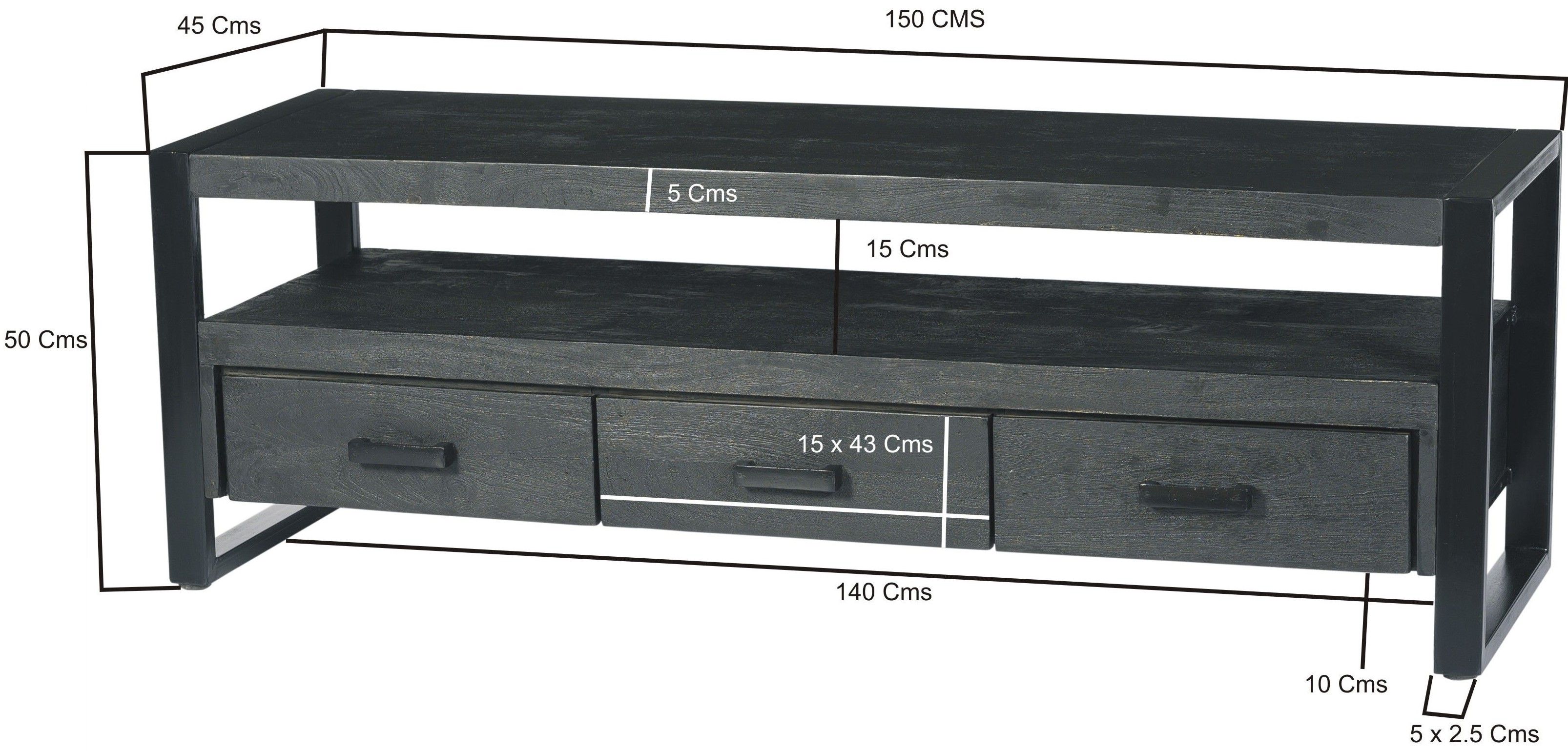 Tv-meubel Norris B150 x D45 x H50 cm