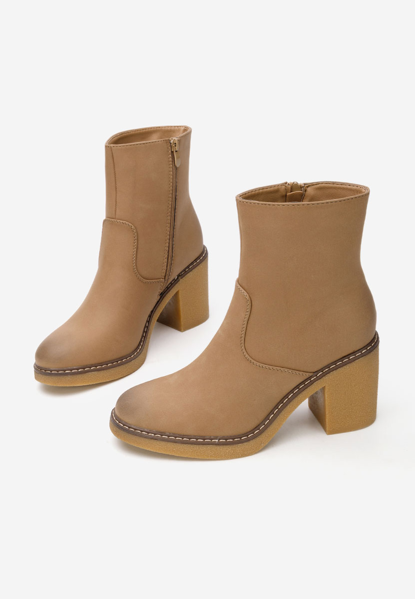 Bottines à gros talon kaki Cyndi