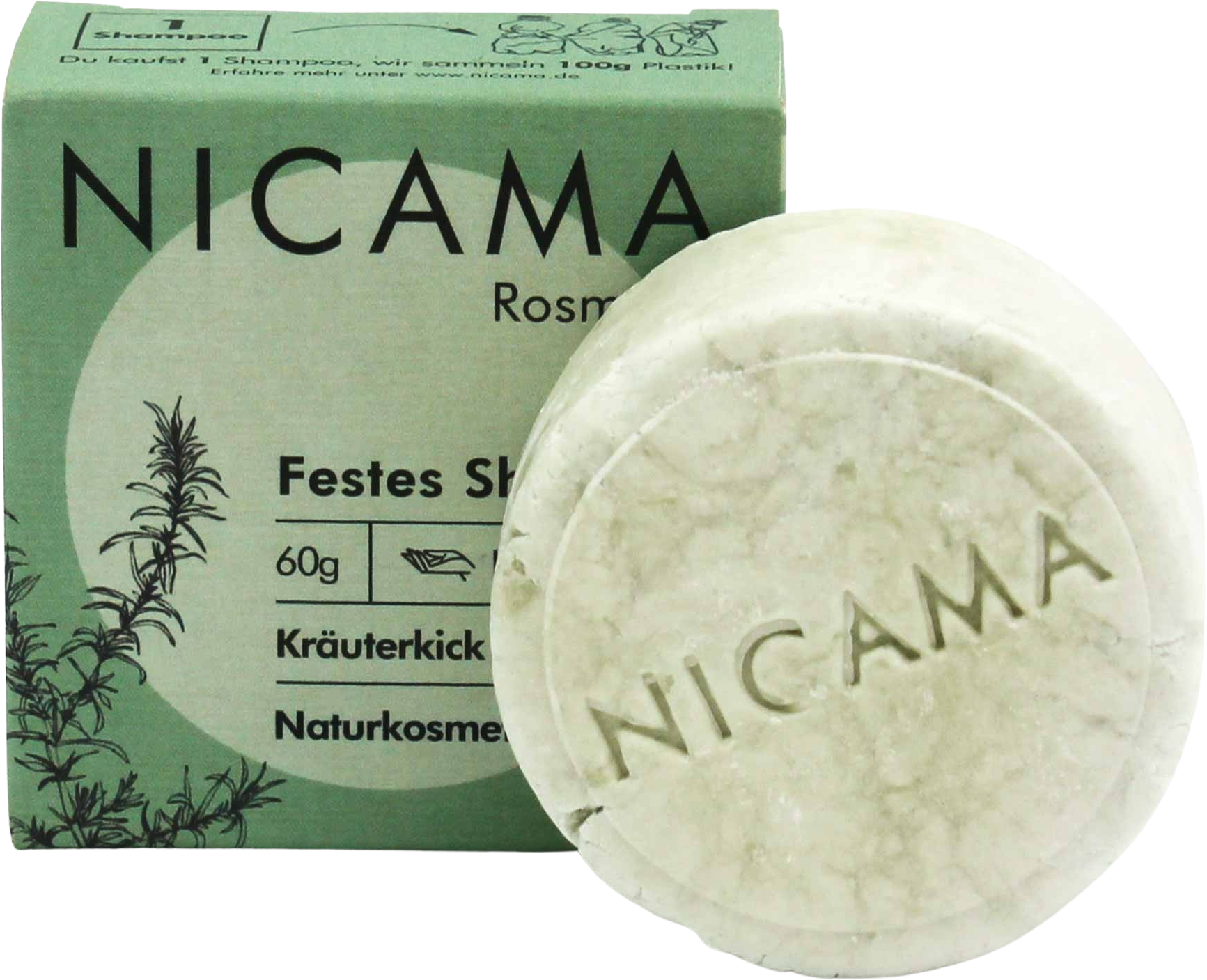 NICAMA  Festes Shampoo, Rosmarin (60 g)