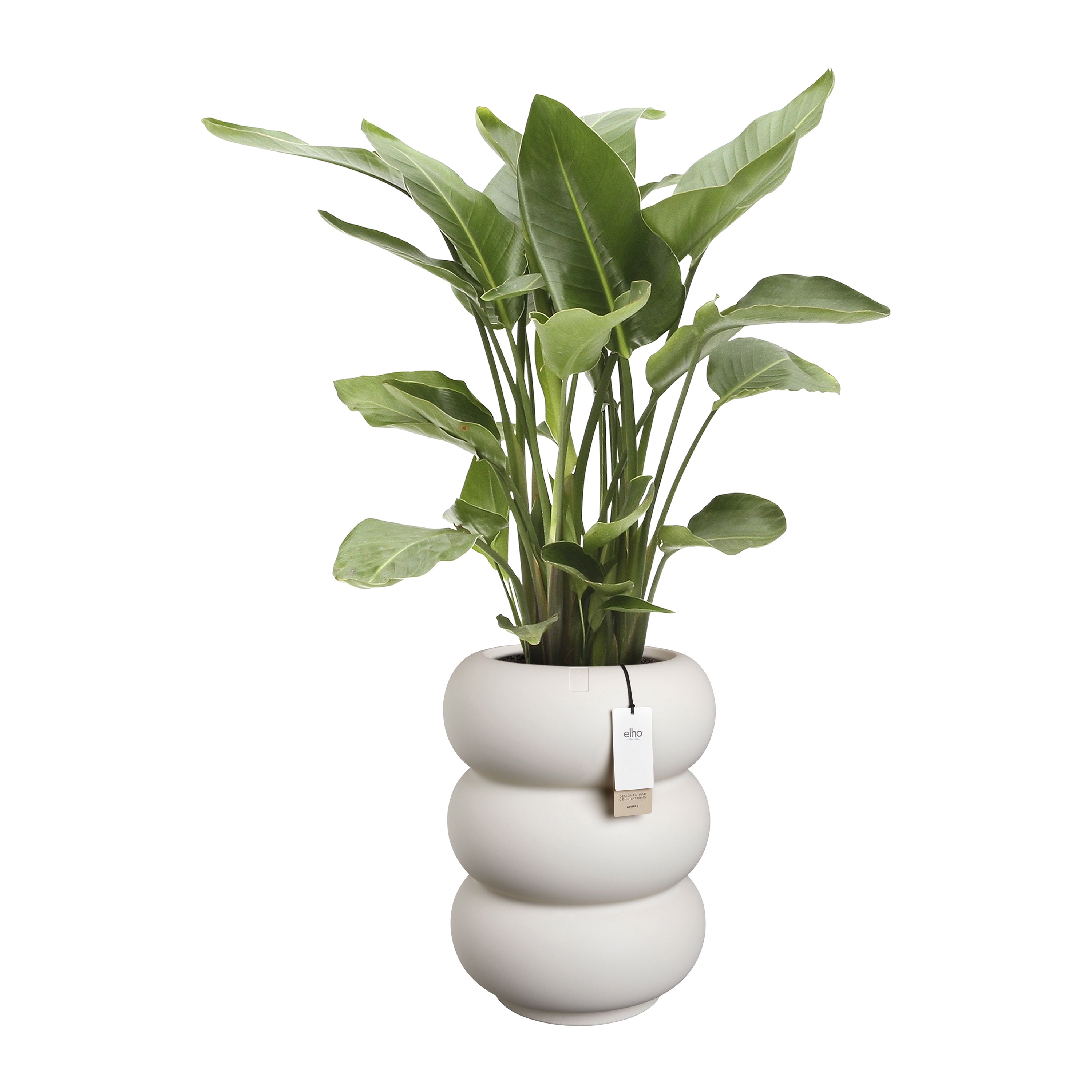 Elho Amber Roll High 43 - Linnen wit - Ã 43 x H 58 cm - Binnen en Buiten - 100% gerecycled kunststof
