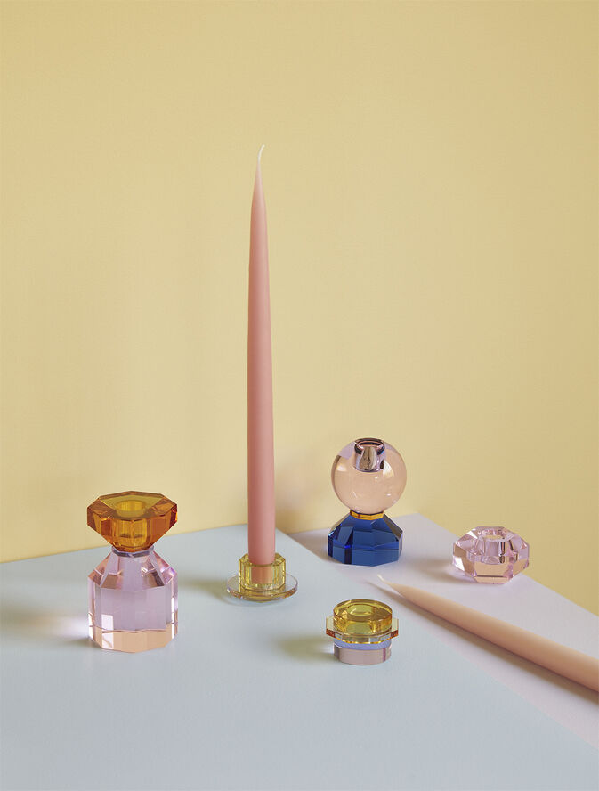 Hübsch Gem Candlestick Orange/Pink Orange/blå/lyserød