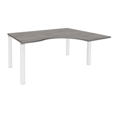 Bureau compact EXPRIM - L180 cm - Retour droite - Plateau imitation Chêne gris - Pieds blanc (Pieds de renfort obligatoire à rajouter - non inclus)
