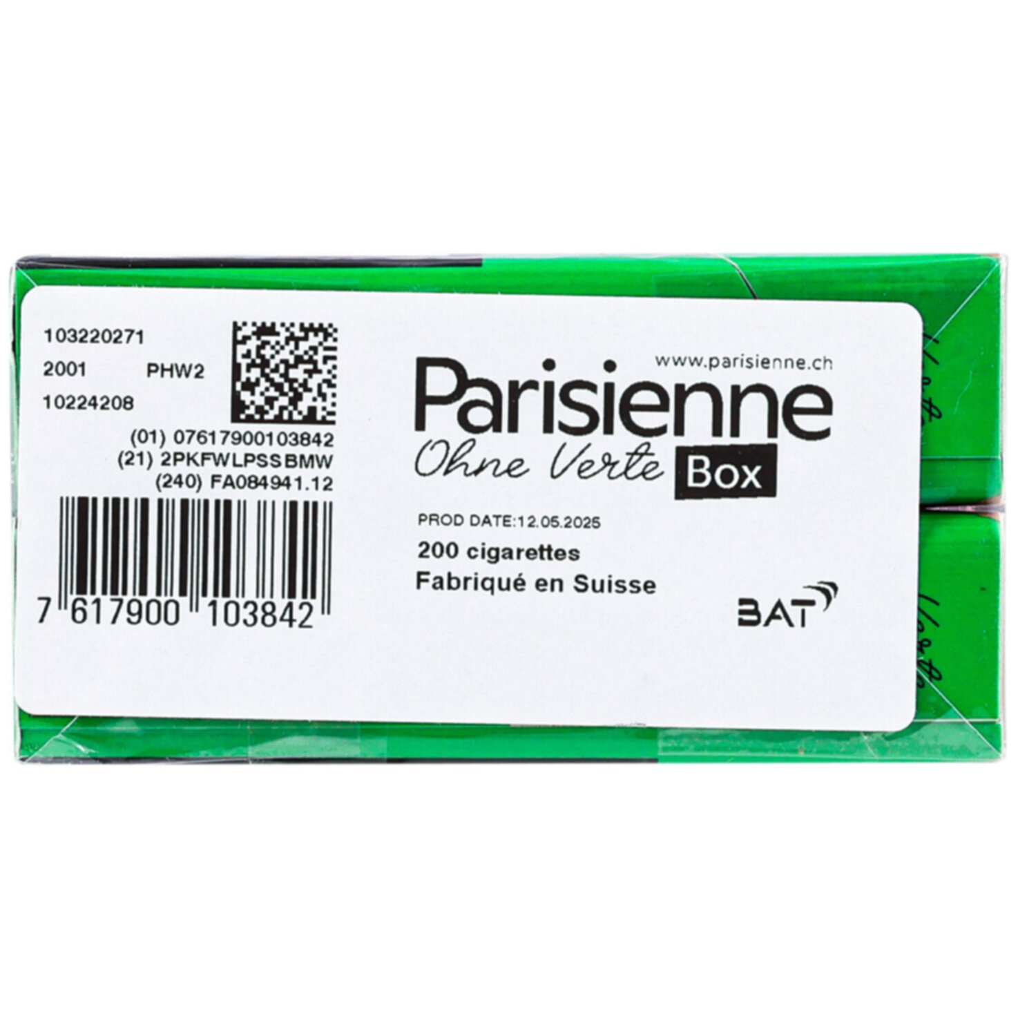 Parisienne Zigaretten Ohne Verte Box Stange