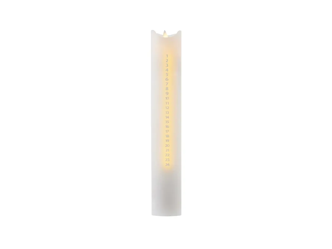 Sirius Sara Kalenderlys - Hvid Med Sølv Tal - H 29 cm