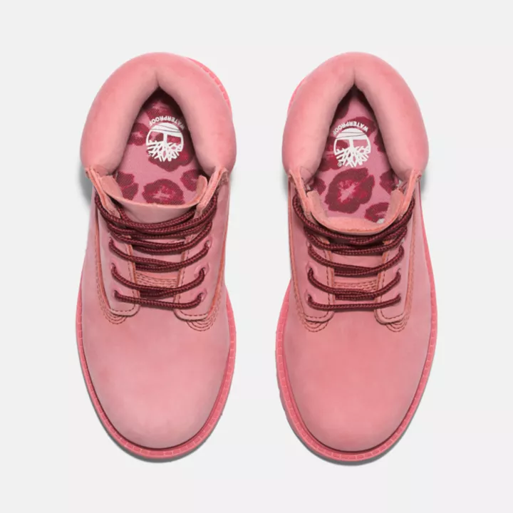 Bottine 6-inch imperméable à lacets Timberland Premium junior en rose