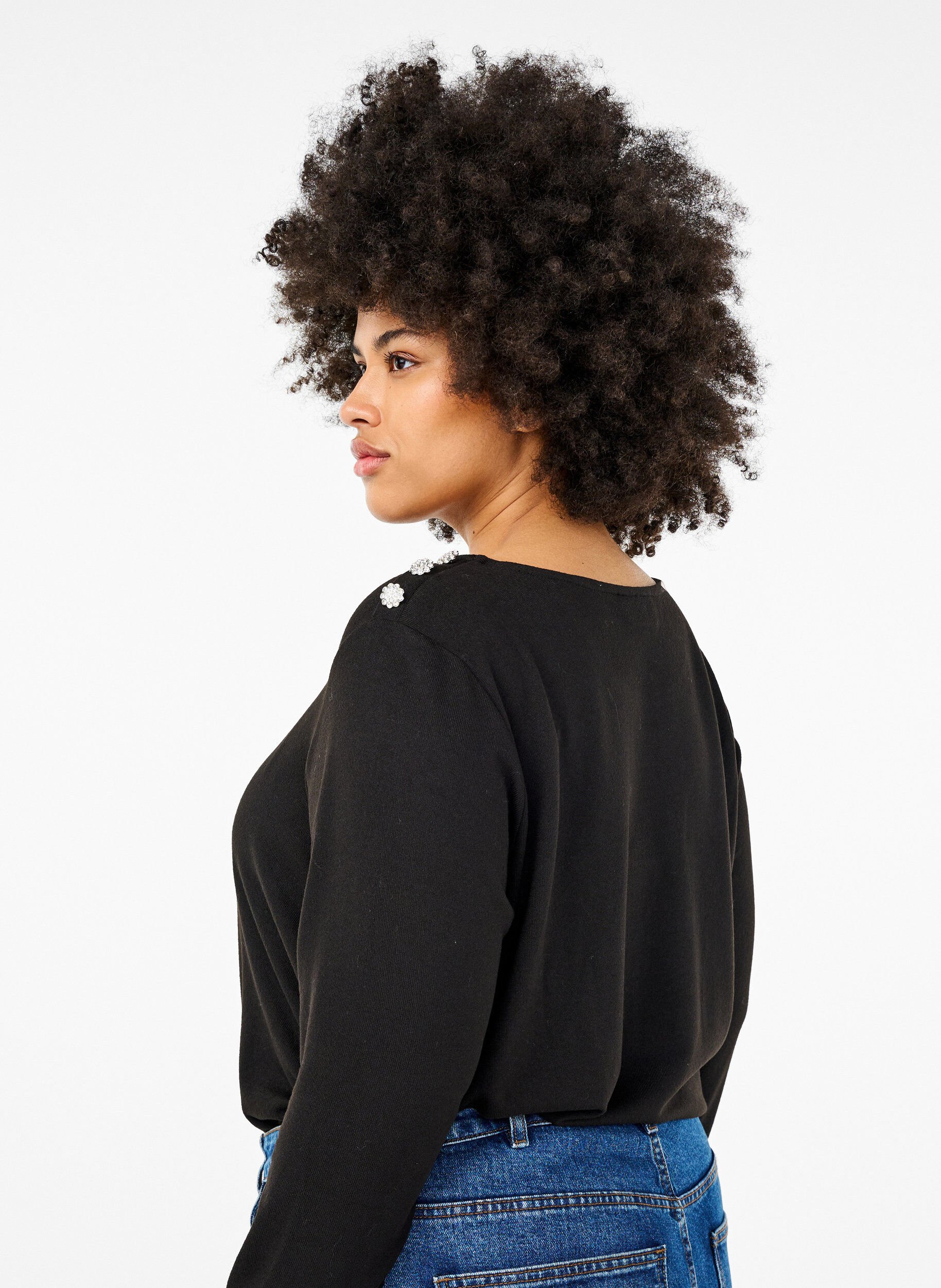 Bluse med pynteknapper