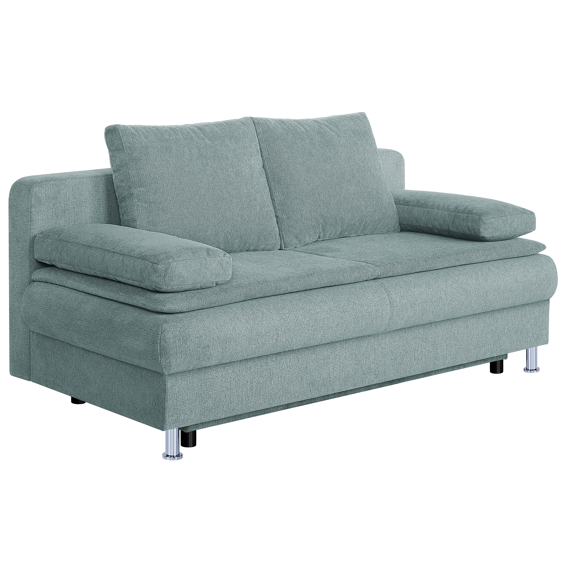 Schlafsofa - eisblau - Staukasten - integrierter Topper
