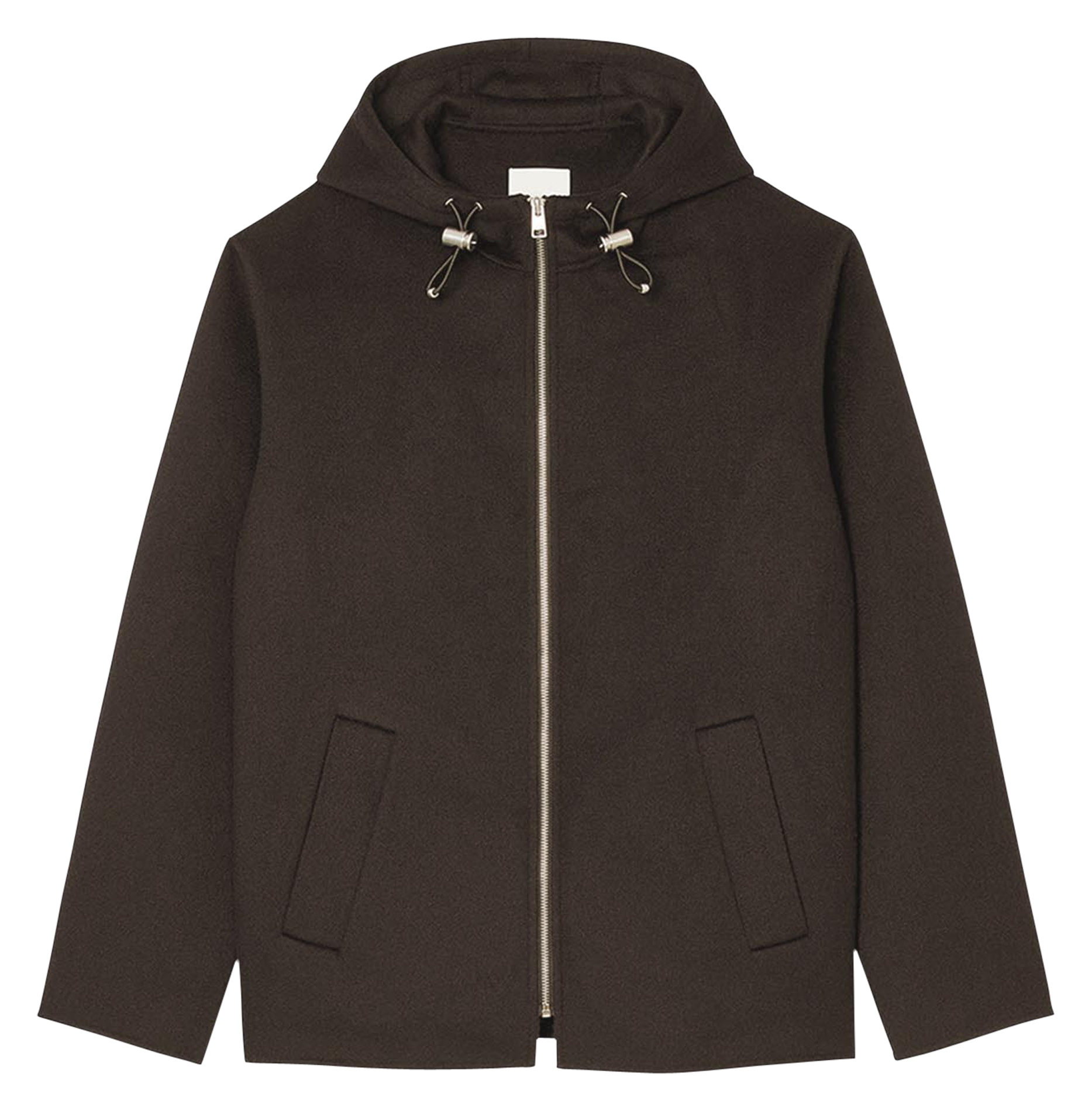 Manteau court à capuche en laine mélangée | Kaki