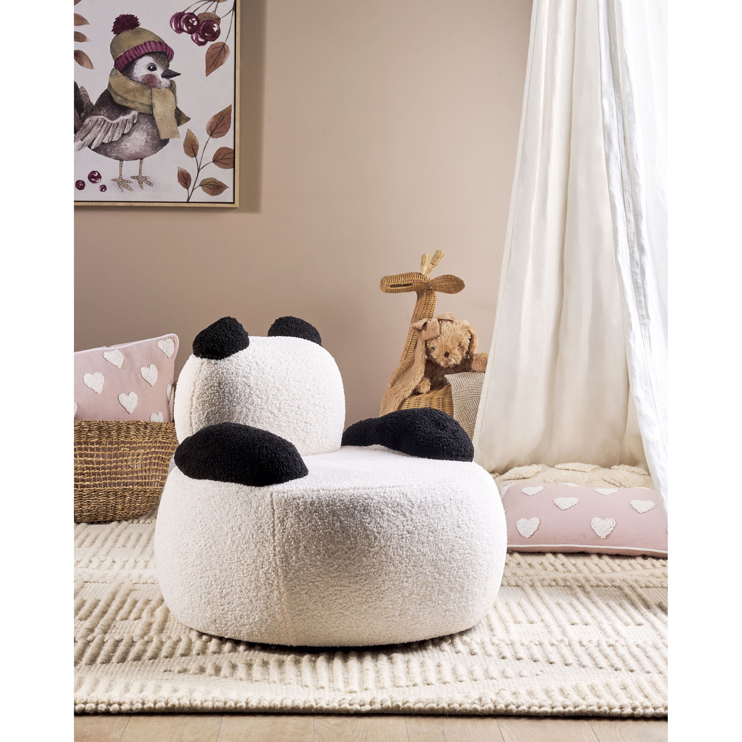 Beliani - VIBY - Kinderstoel - Zwart|Wit - Bouclé