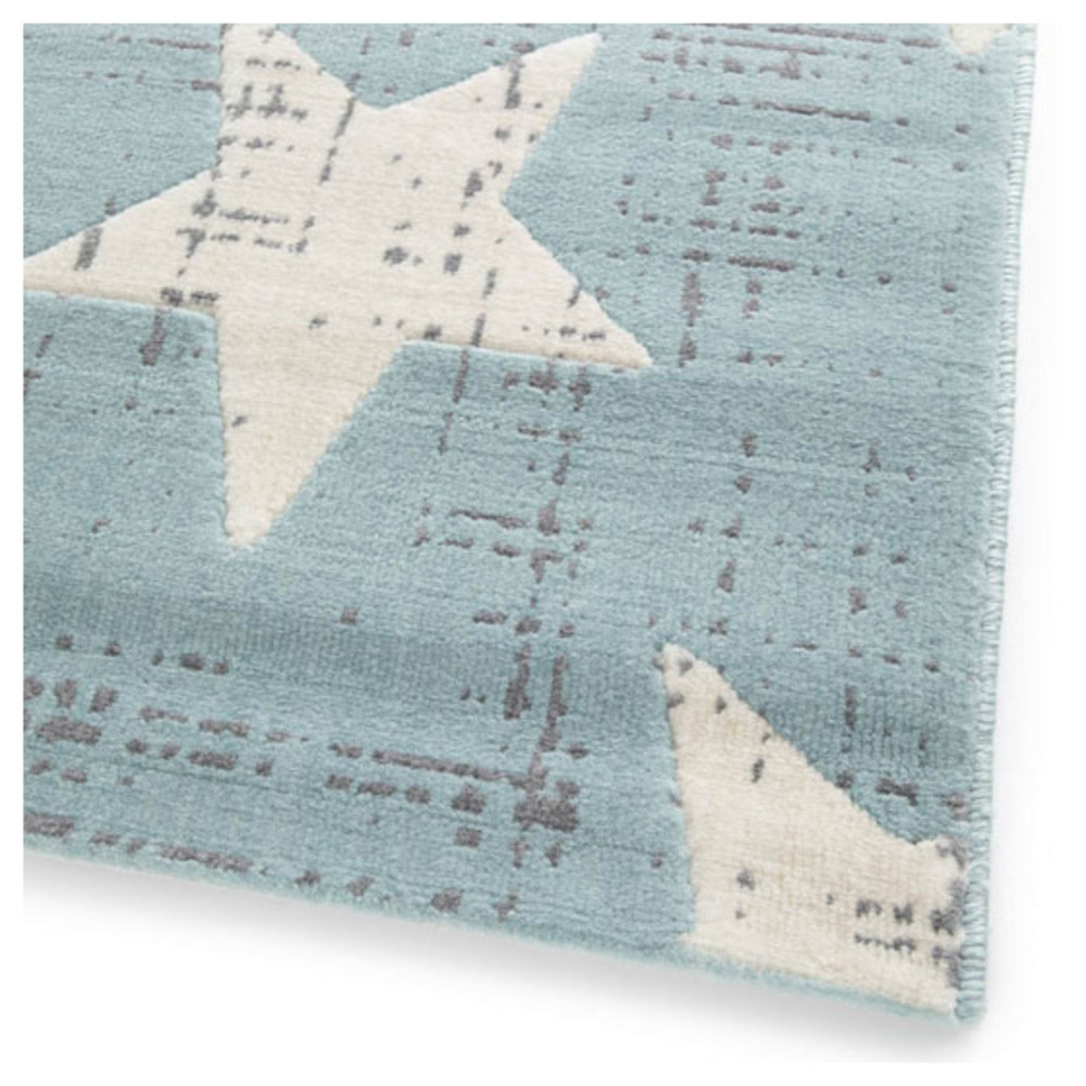 Tapis chambre d'enfant - star vintage - bleu pastel - 120 x 170 cm