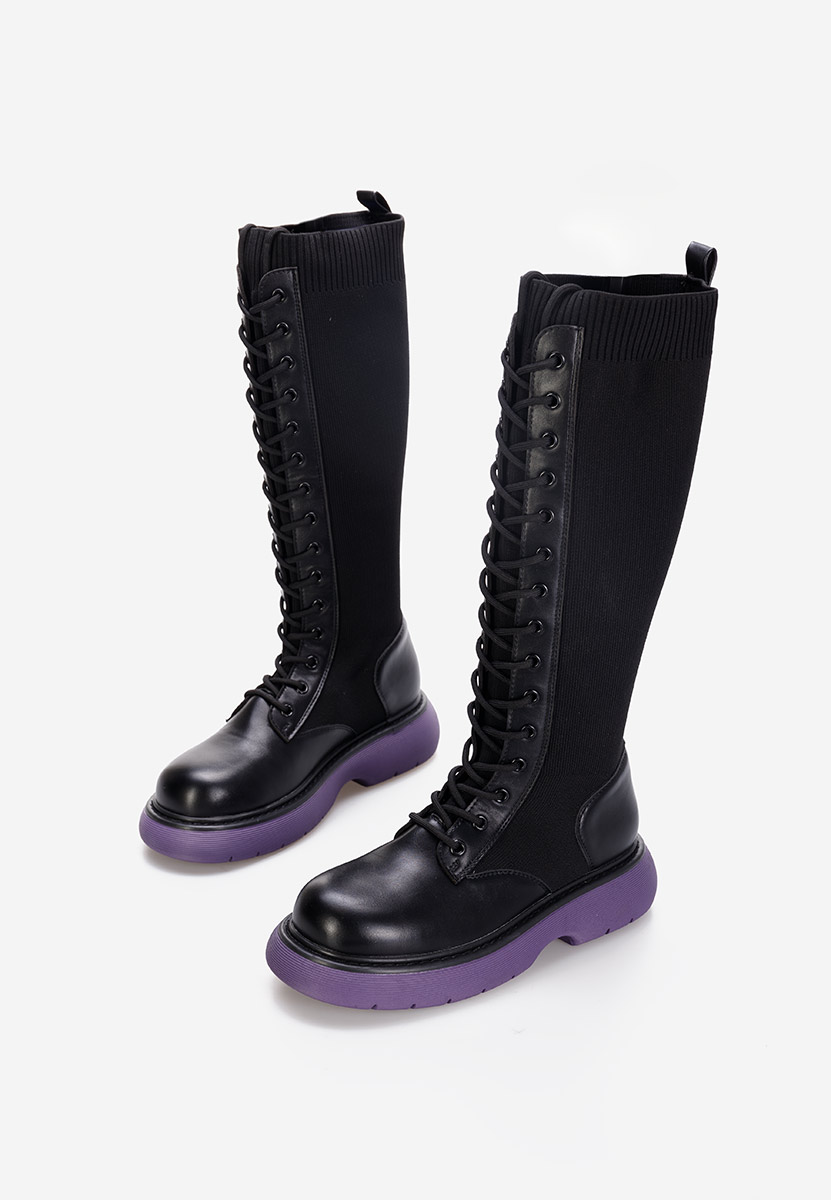 Bottes hautes à lacets noirs Novara V2