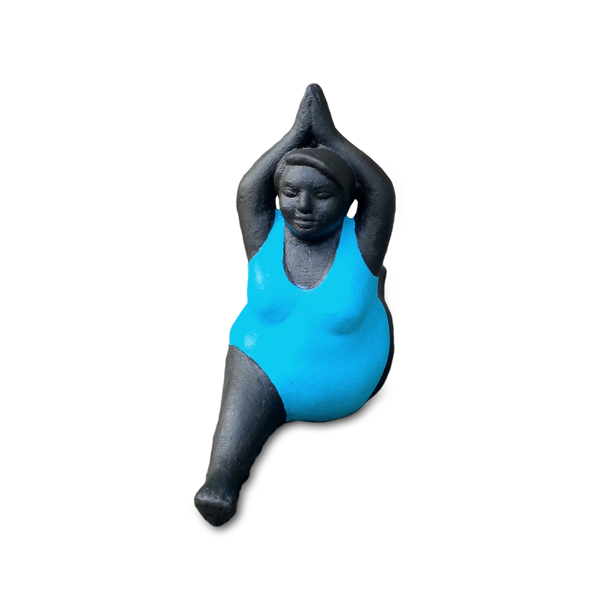 Zementfigur 'Yoga Lady', blau, schwarz, H 13 cm, B 8 cm, T 18 cm günstig bestellen