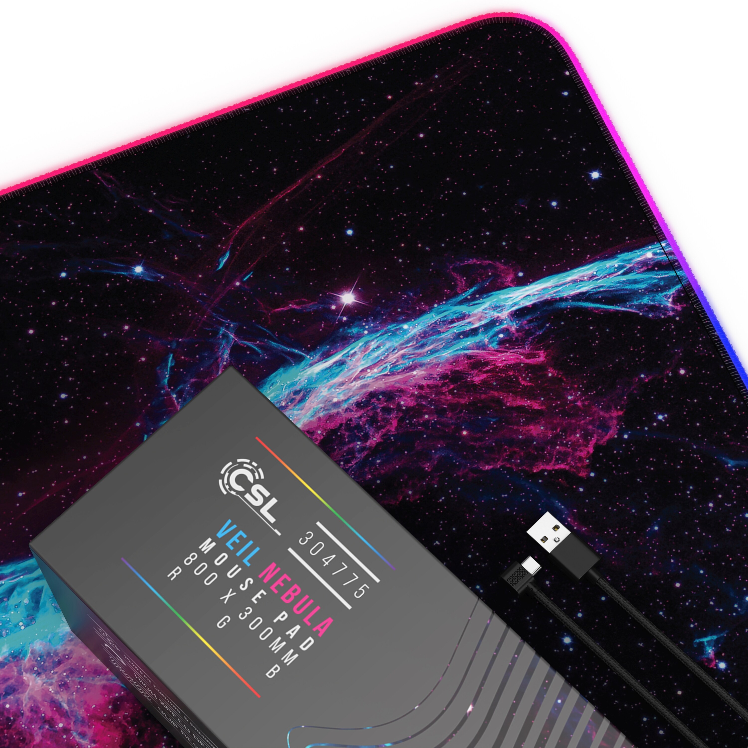 Titanwolf RGB Gaming Mauspad, Mousepad XL 800 x 300mm verbessert Präzision & Geschwindigkeit, Galaxie Blau