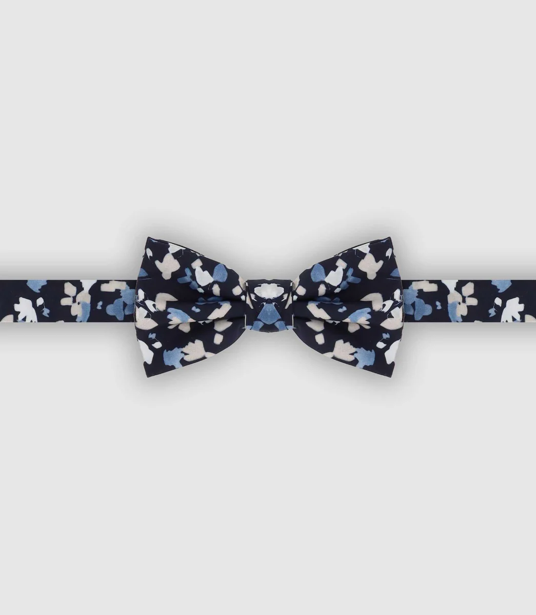 Nœud papillon à fleurs marine