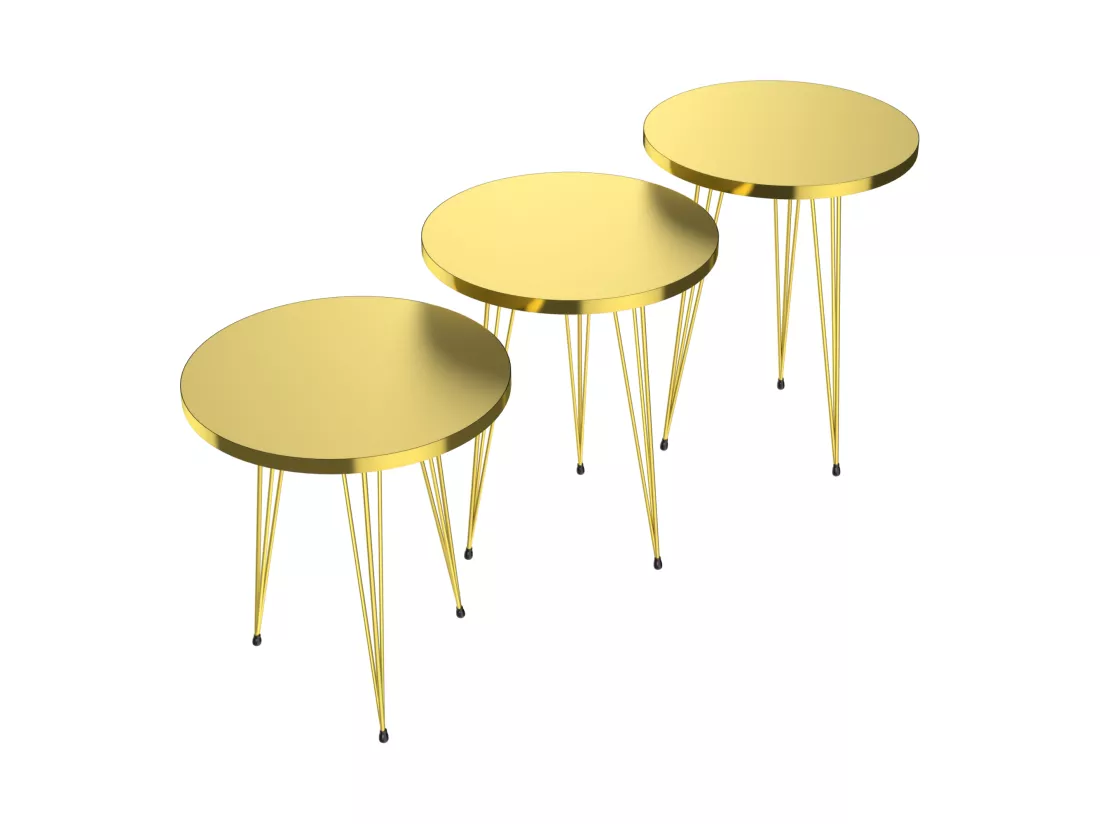 Set de 3 tables d'appoint Skibby rondes gigognes or [en.casa]