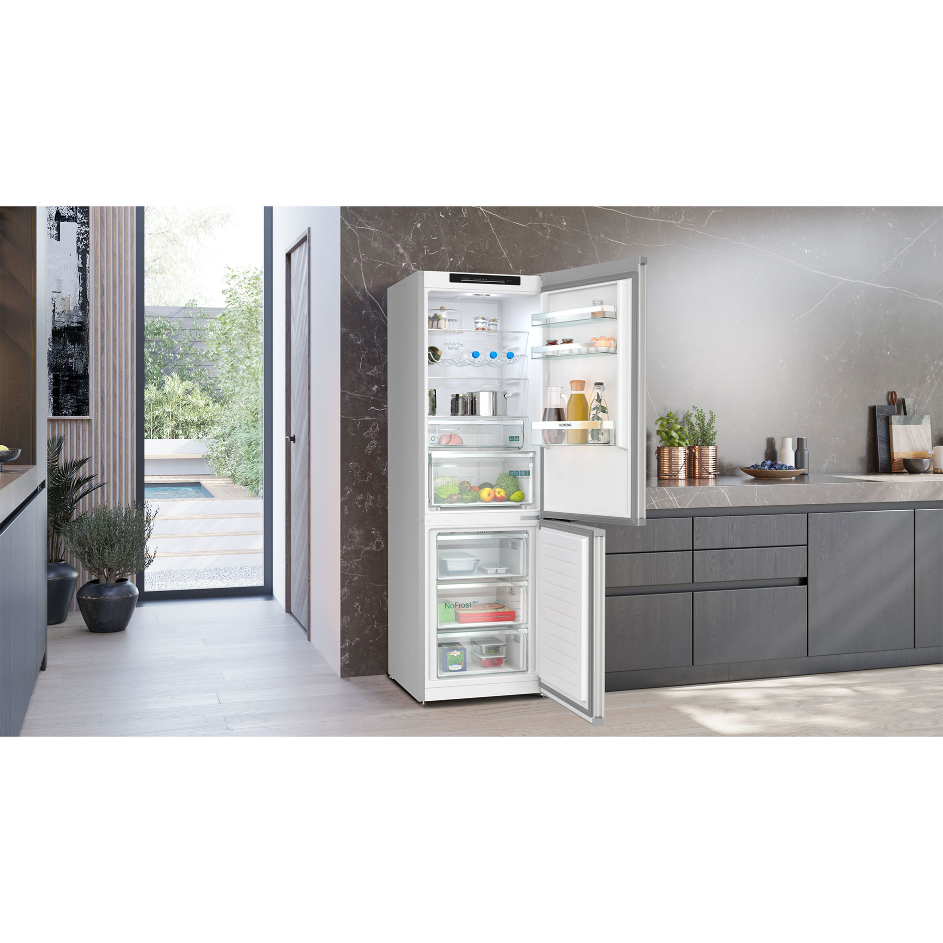 SIEMENS Kühl-Gefrierkombination KG36N2LCF - silber - C