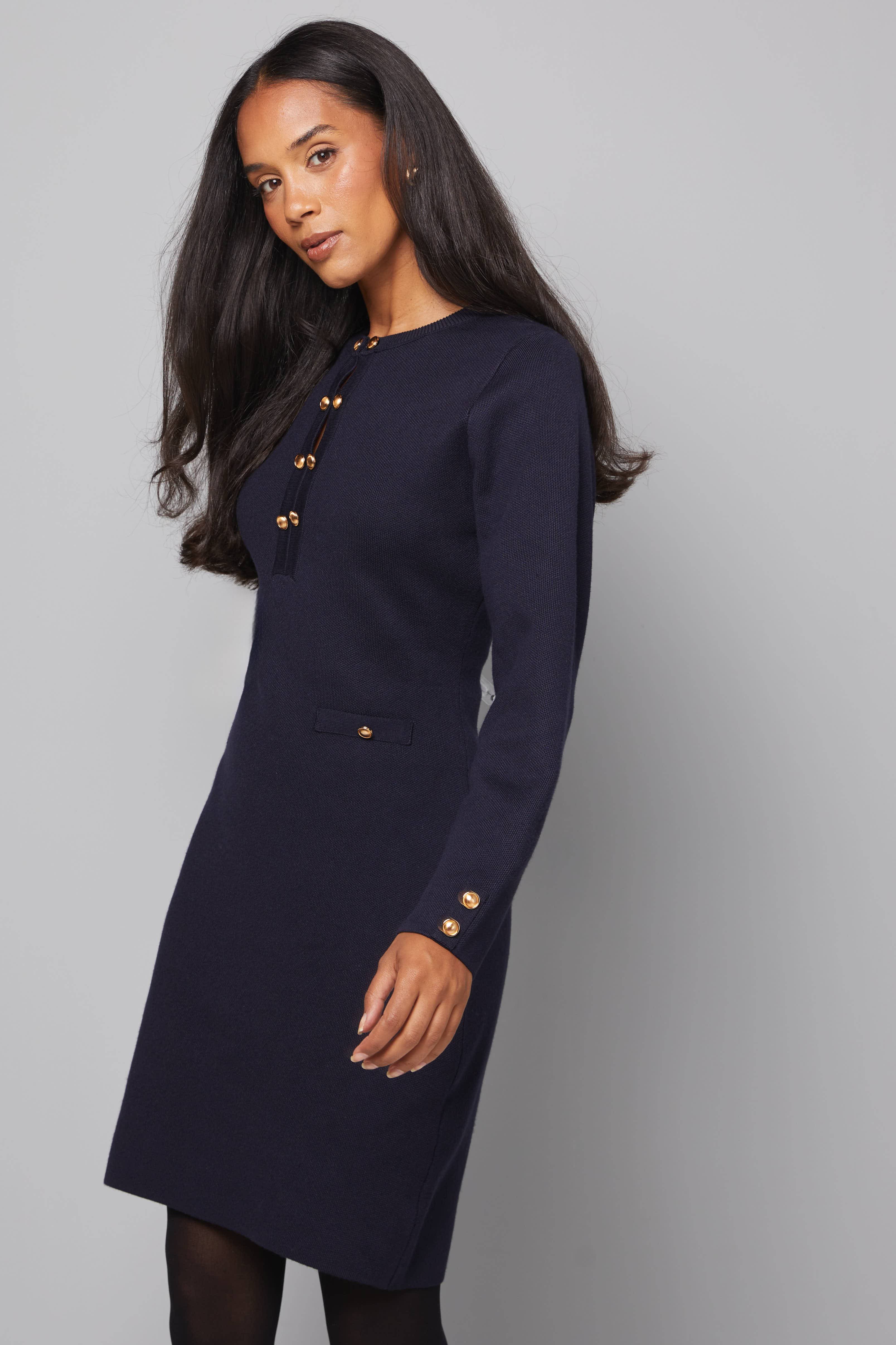 Wallis Robe Midi Tricotée à Double Boutonnage