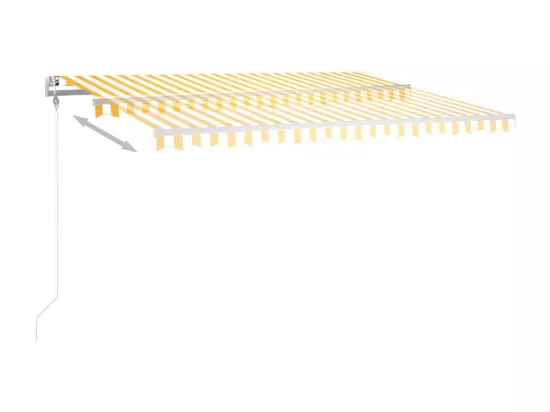 Auvent manuel rétractable avec LED 4,5x3,5 m Jaune et blanc