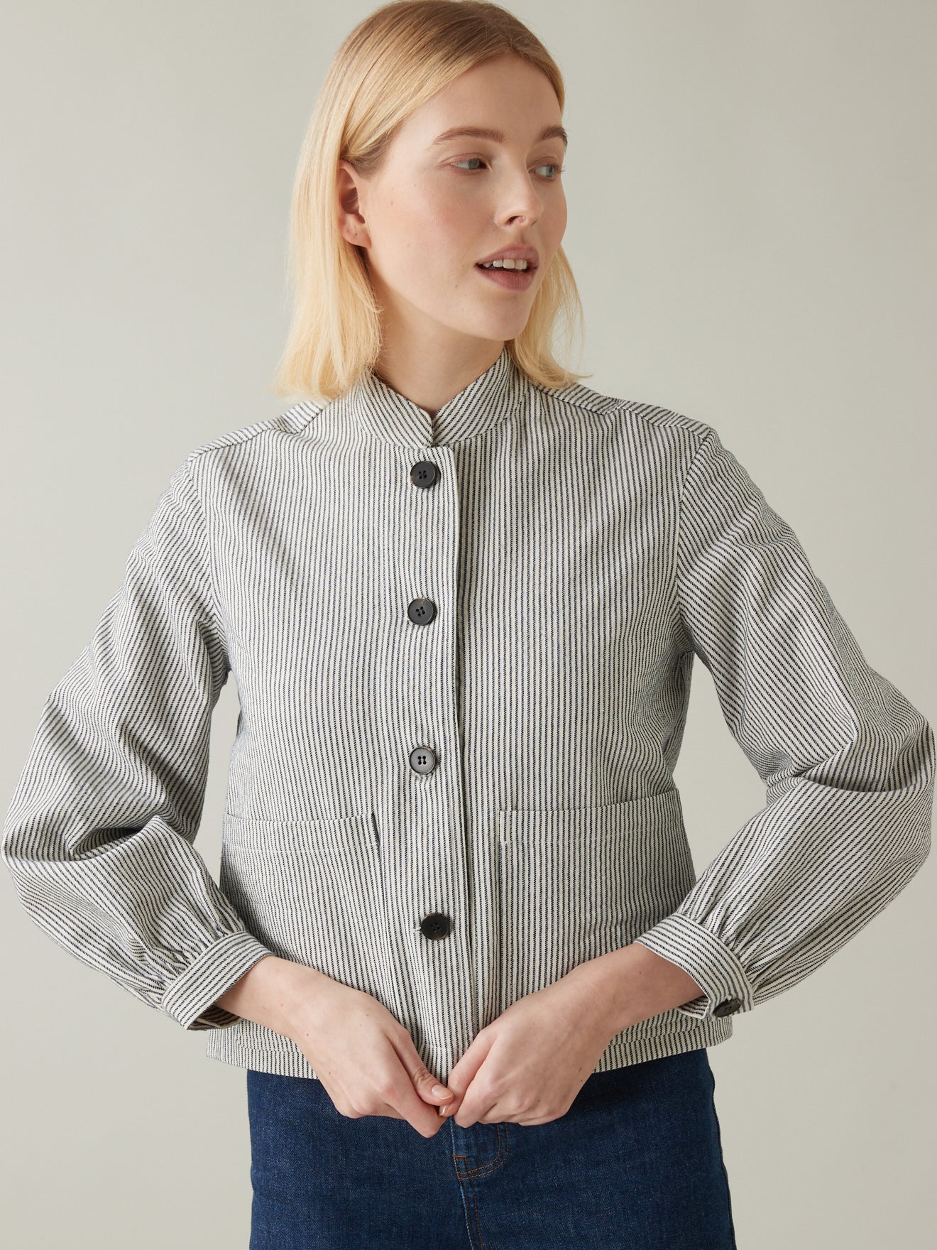 Veste boîte rayée femme