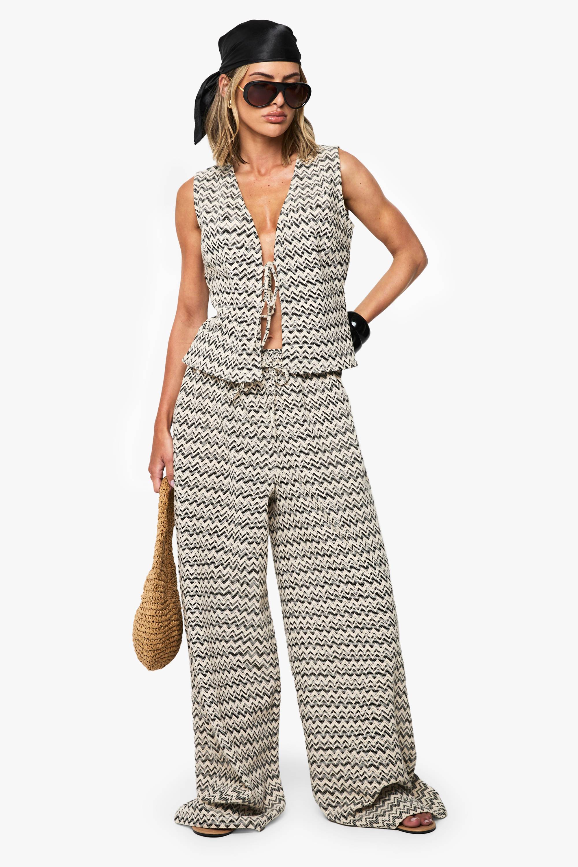 boohoo Haut De Plage Tricoté À Motif Zigzag