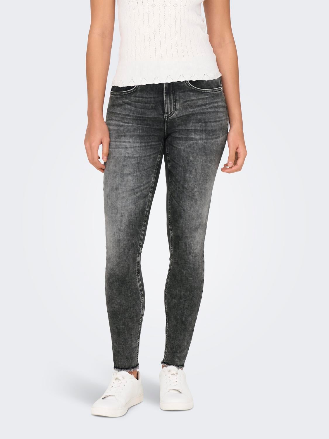 ONLBLUSH Mittlere Taille Skinny Fit Jeans Dark Grey Denim