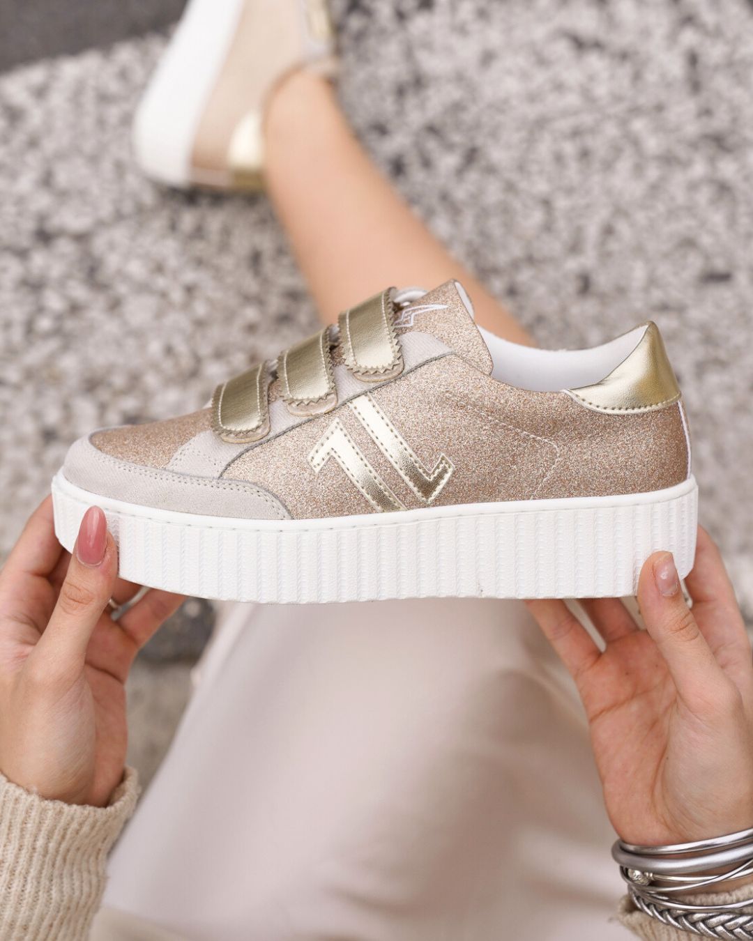 Basket femme dorée creepers à scratch - CL73 GLITTER