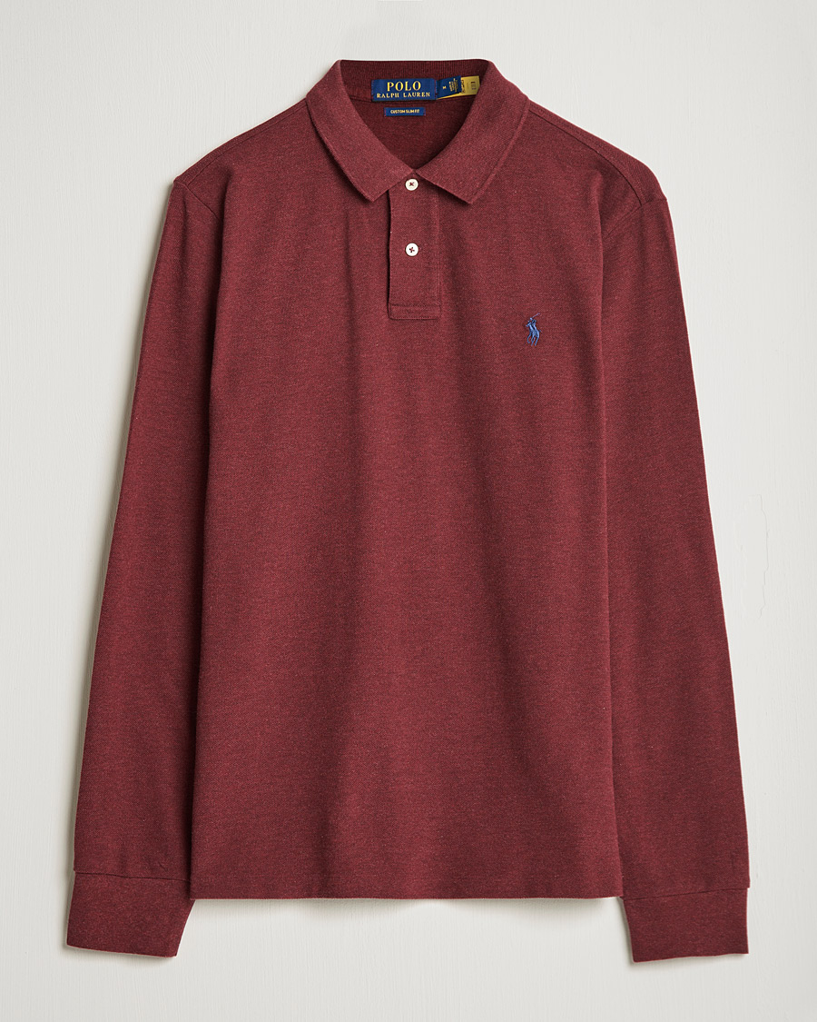 Polo Ralph Lauren Custom Fit Long Sleeve Polo Spring Wine Heather