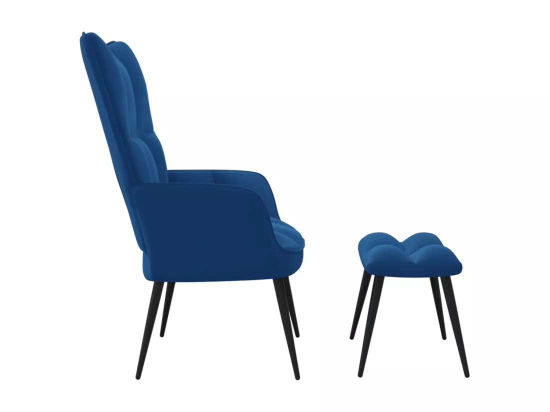 Fauteuil de relaxation avec repose-pied Bleu Velours