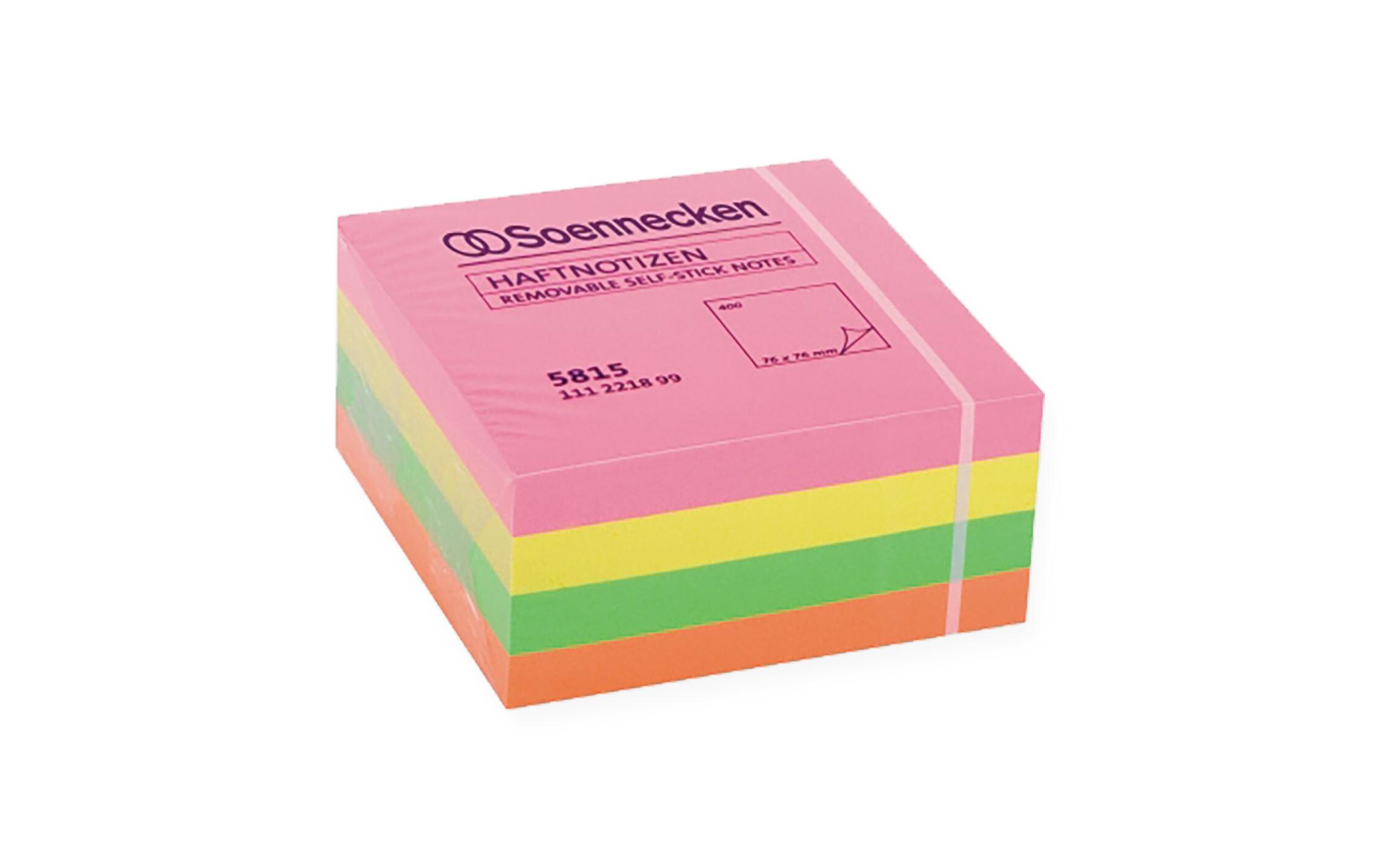 Notizzettel 7.5 x 7.5 cm, 400 Blätter, MehrfarbigSelbstklebende Haftnotizen