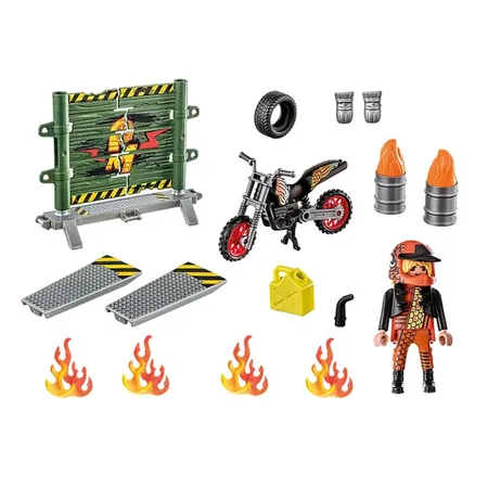 PLAYMOBIL® 71256 Starter Pack Stuntshow Motorrad mit Feuerwand