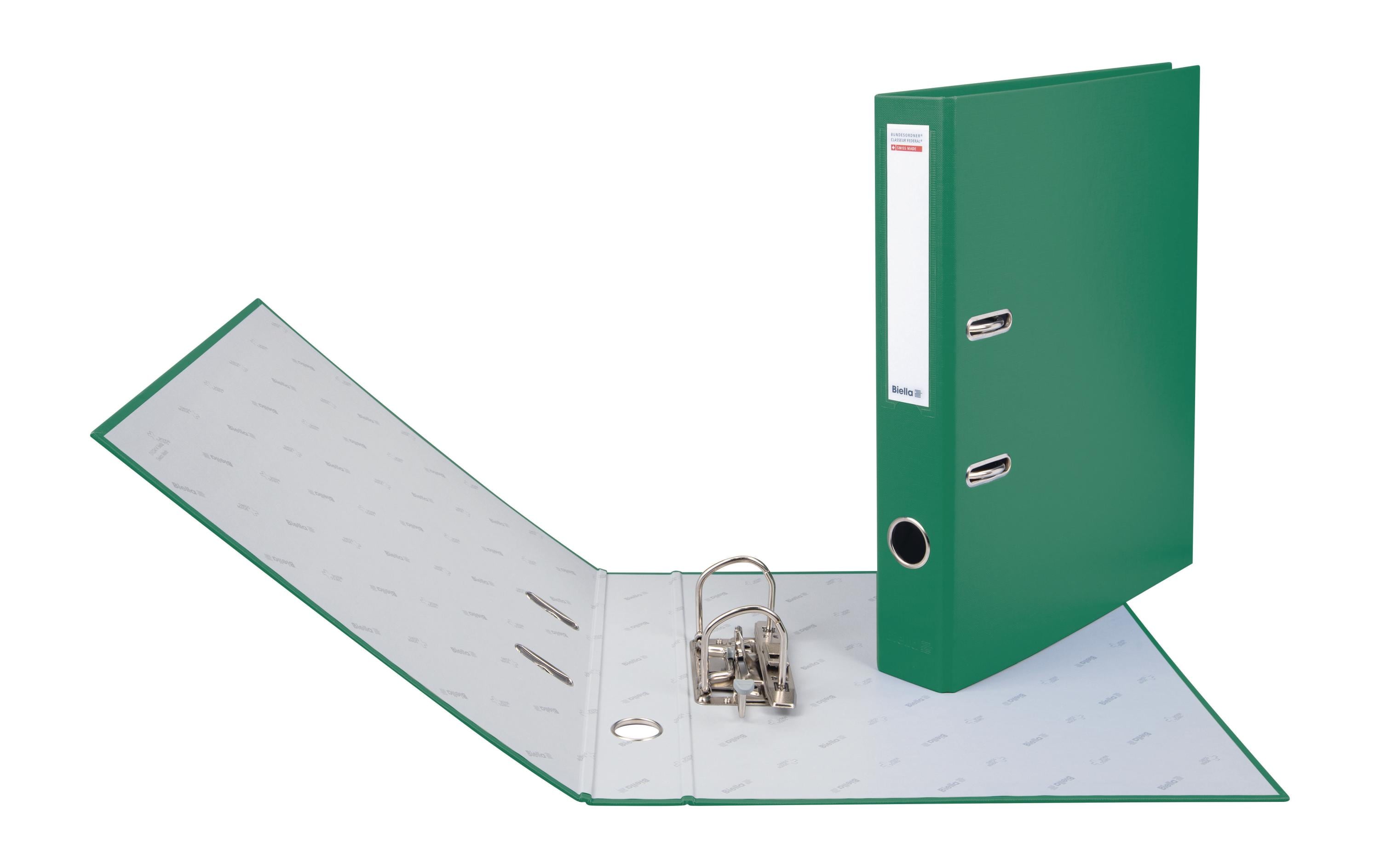 Bundesordner A4 4 cm, GrünMit Hebelmechanik Strong und mit Druck-Niederhalter