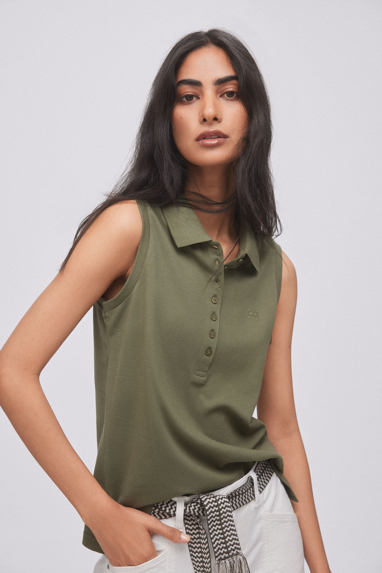 Polo lisa sem mangas - Verde