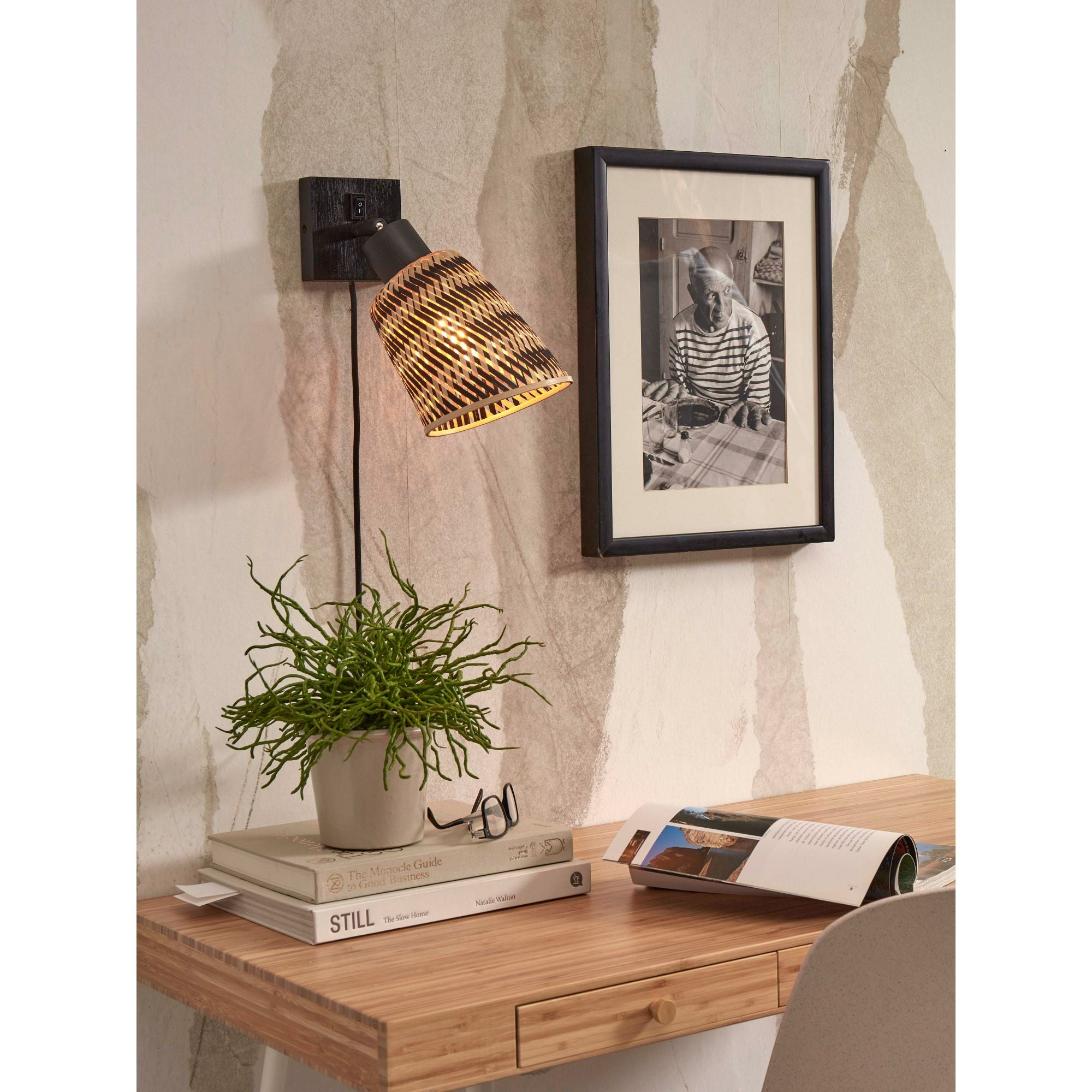 GOOD&MOJO Wandlamp Java - Bamboe Zwart|Naturel - Ã15cm