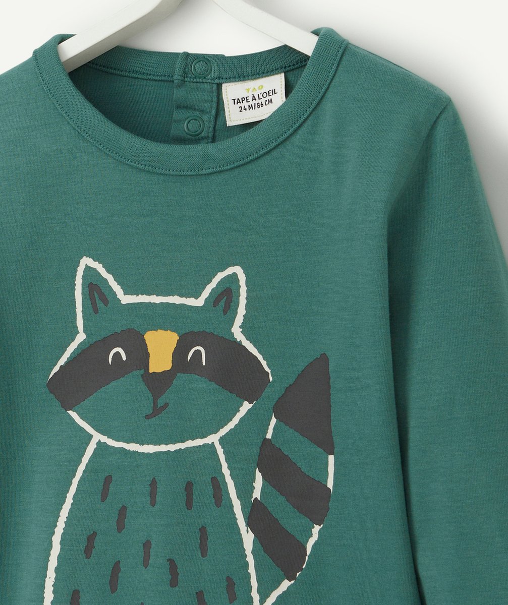 T-SHIRT BÉBÉ GARÇON EN COTON BIO VERT AVEC RATON FARCEUR