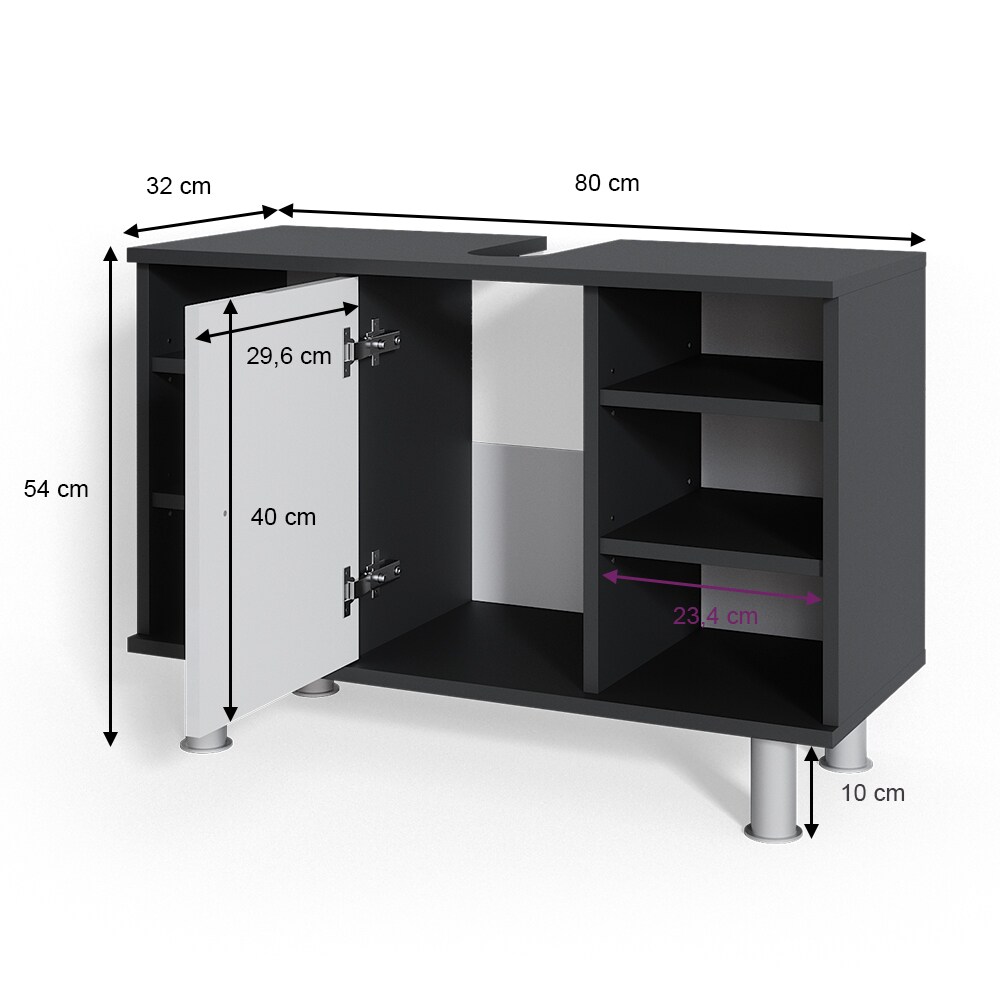Vicco Waschtischunterschrank Fynn Badschrank Waschbeckenunterschrank Waschtisch