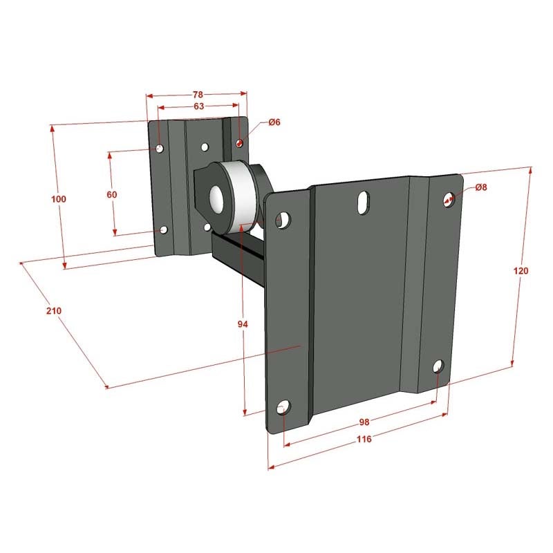 Hilec BYR speaker muurbeugel kantelbaar 10 kg zwart