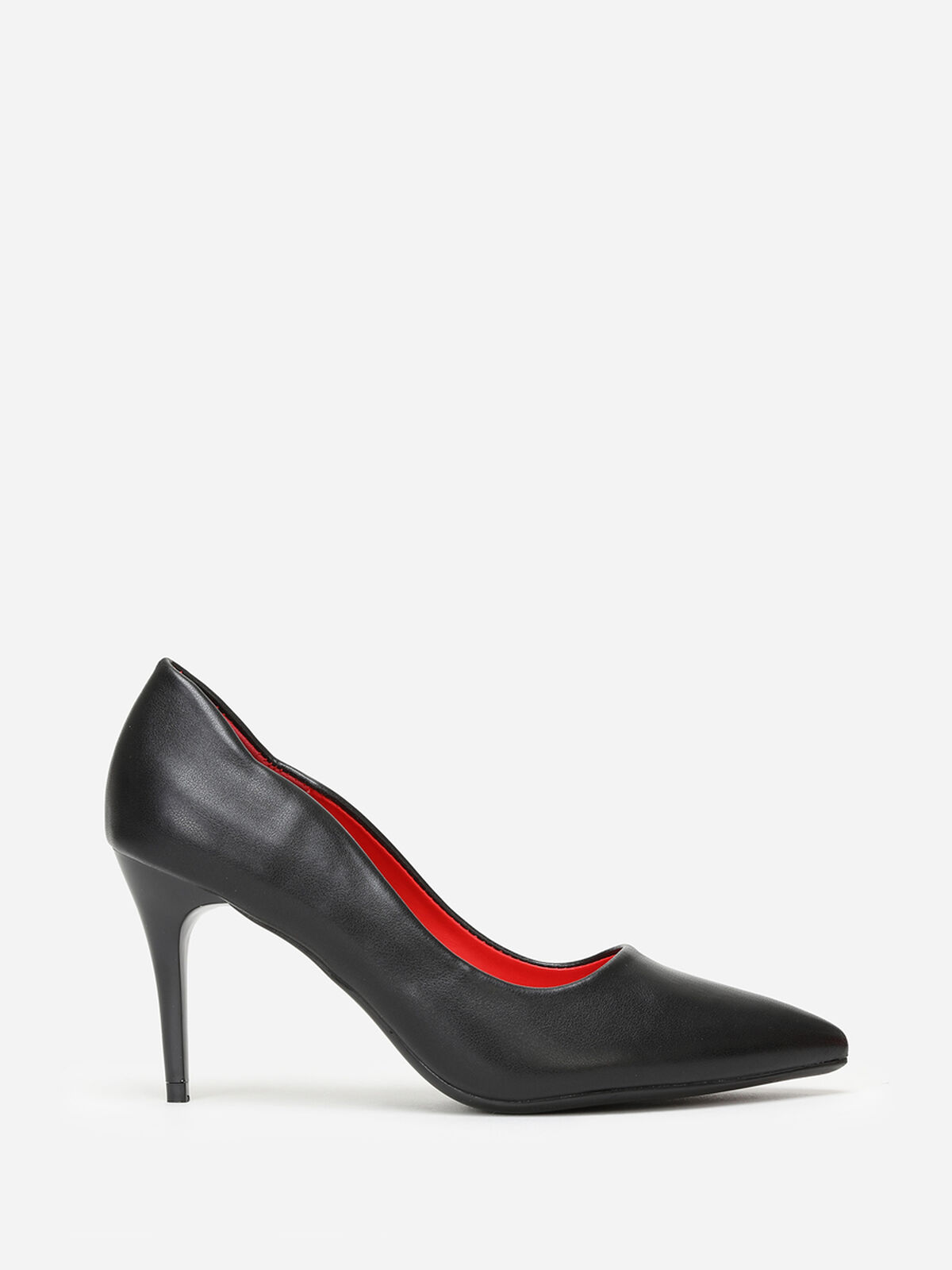 Escarpins asymétriques à talon verni- Noir