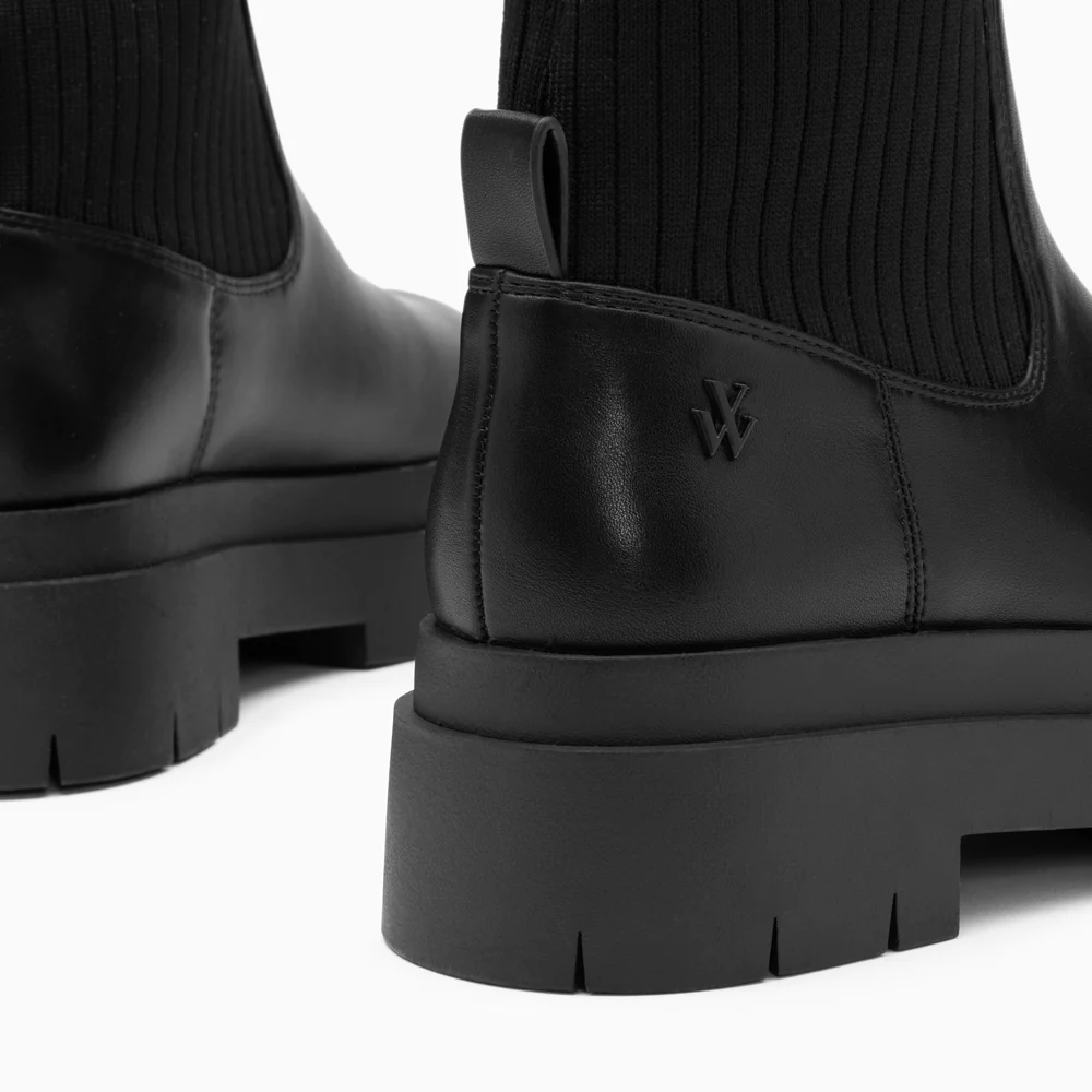 Bottines-Bottines chaussettes Elisa noires à plateforme crantée