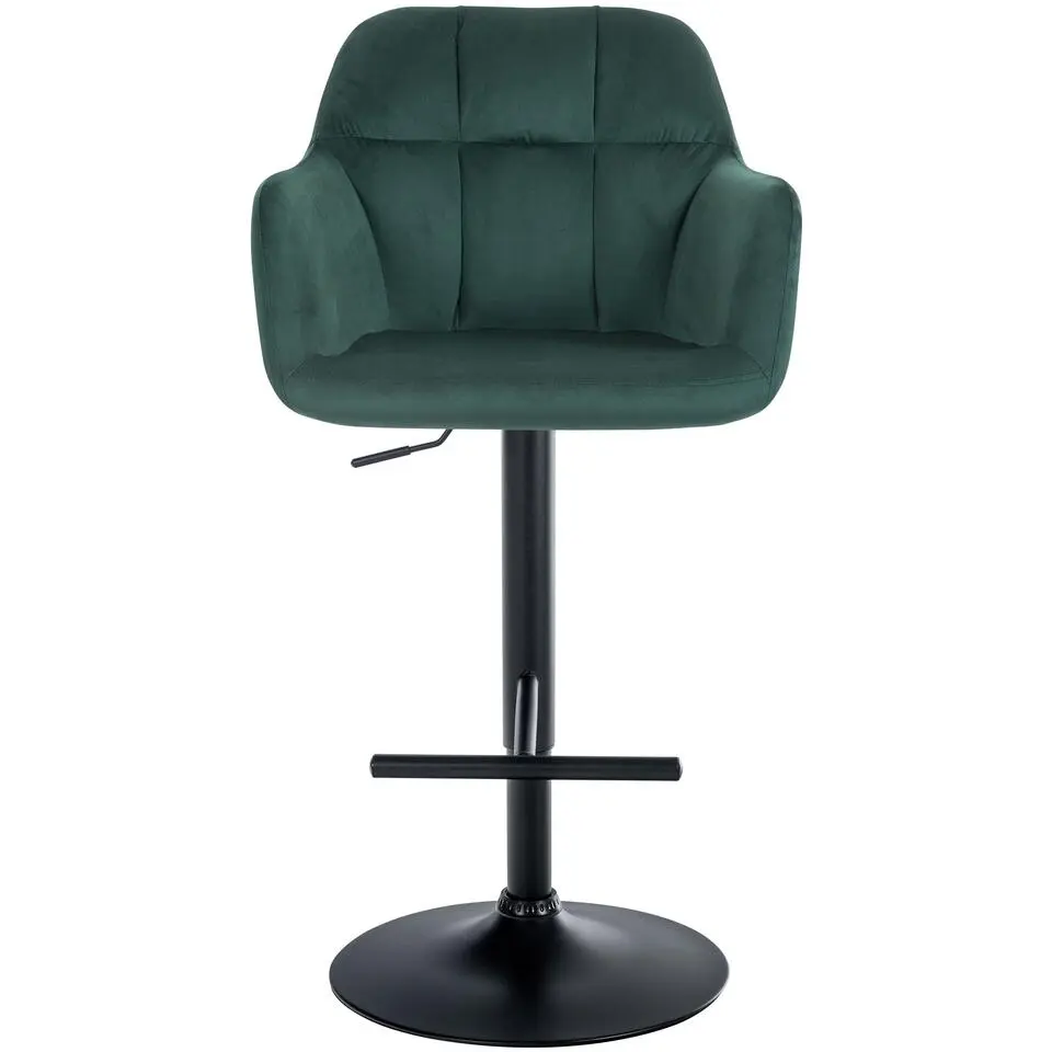 CLP Barkruk Natoma zwart Frame - Fluweel - groen