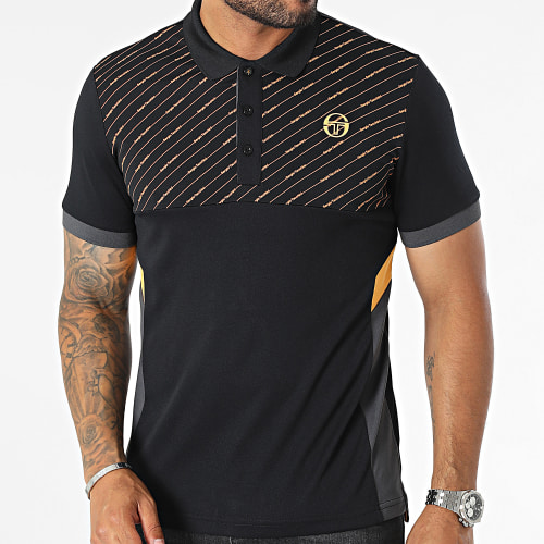 Polo Manches Courtes Asymetrical Noir