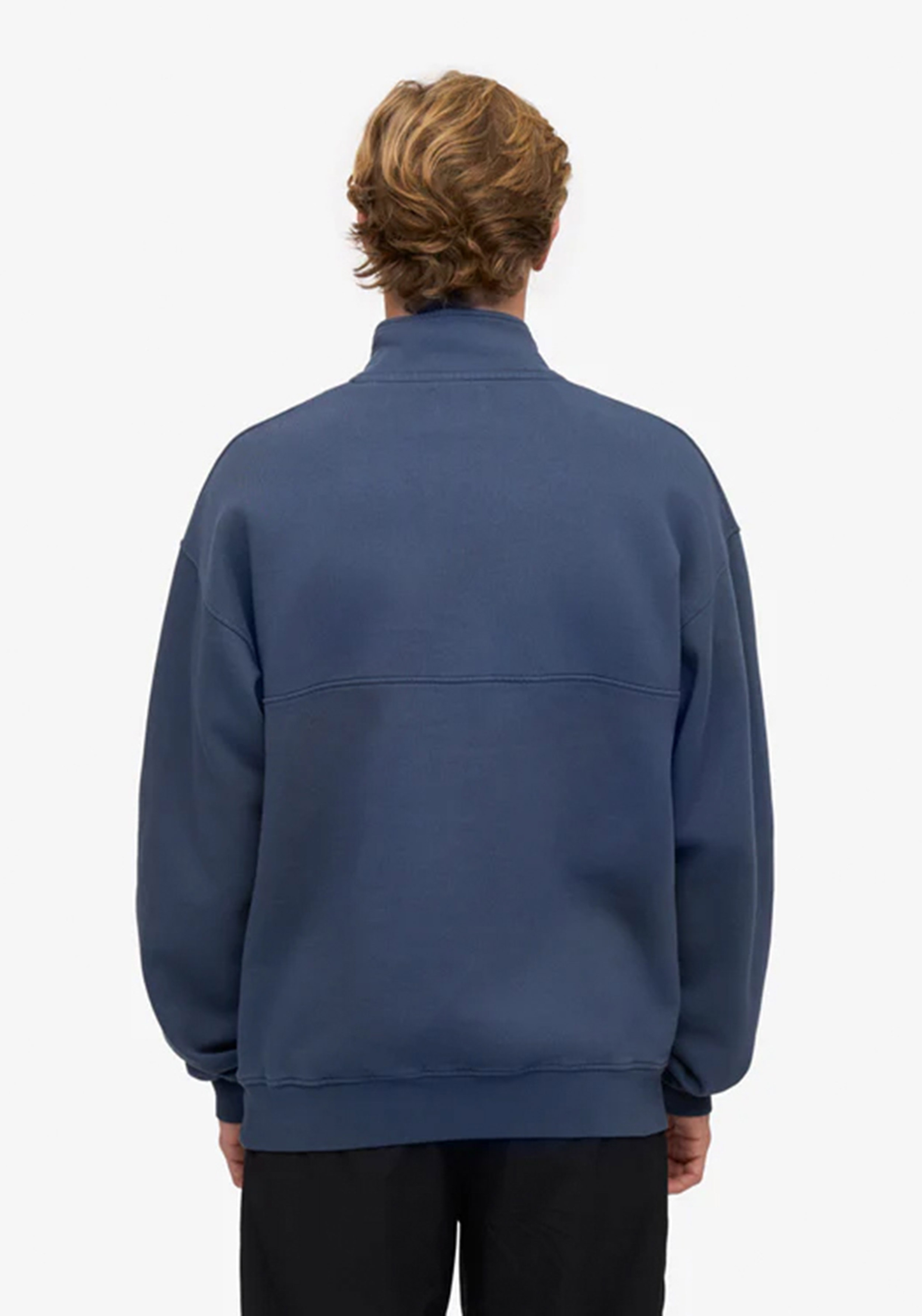 Colorful Standard Quarter-Zip Sweatshirt Petrol Blue