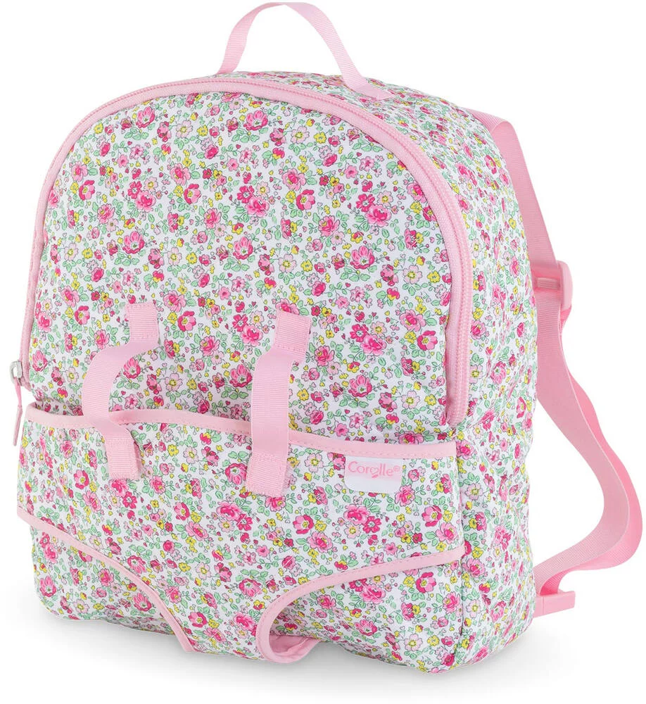 BB30 - SAC A DOS PORTE-POUPON FLEURI POUR POUPON 30 CM - COROLLE ACCESSOIRES