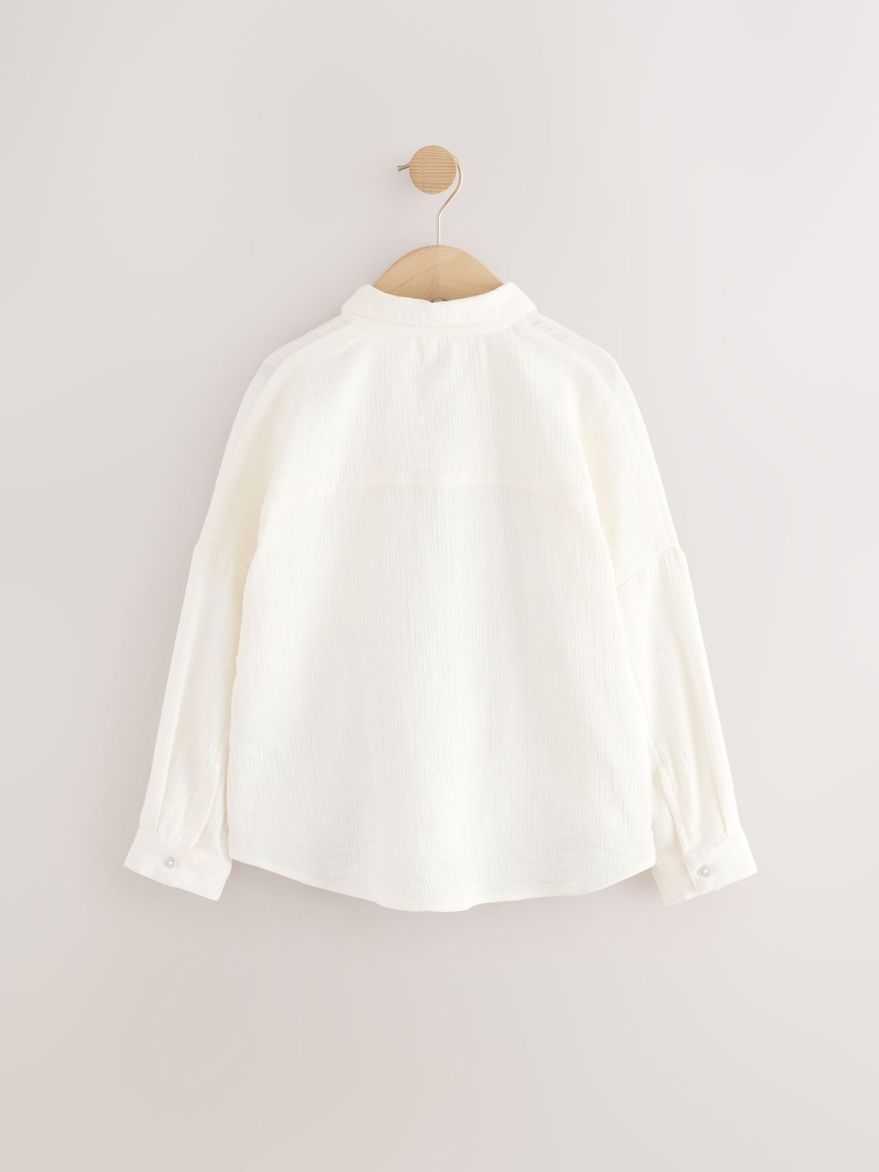 Wit - Oversized 100% katoenen overhemd (3-16jaar)