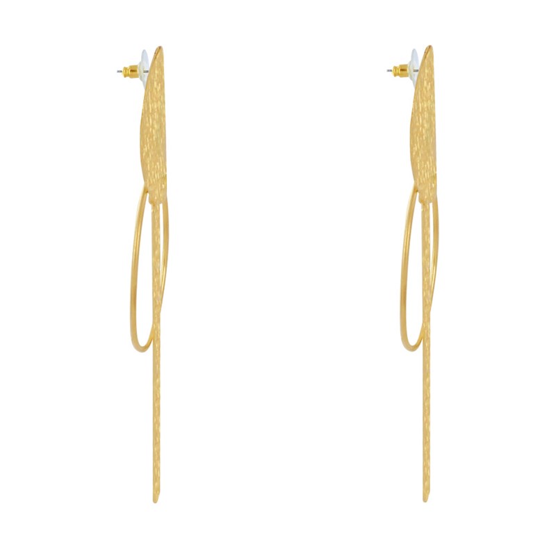 Boucles d'Oreilles Laiton Doré Pastille Cercle et Rectangle