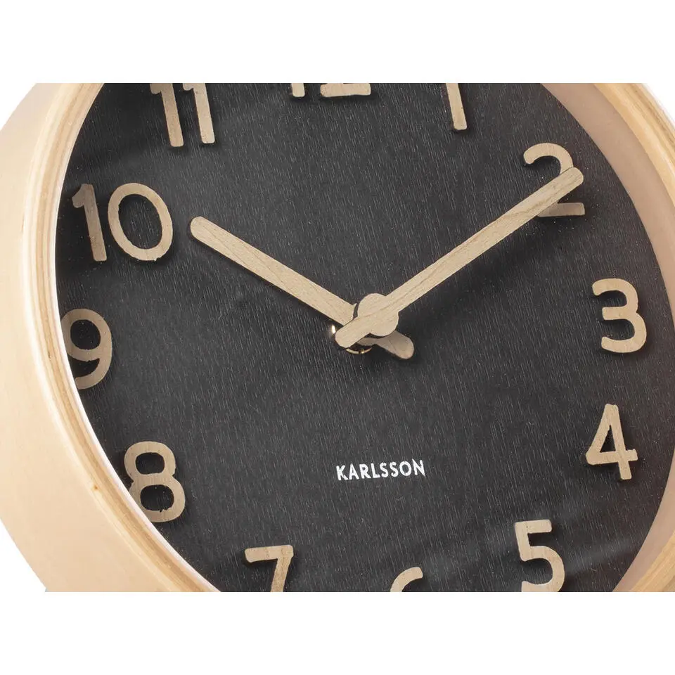 Karlsson - Tafelklok Pure Wood Grain - Zwart